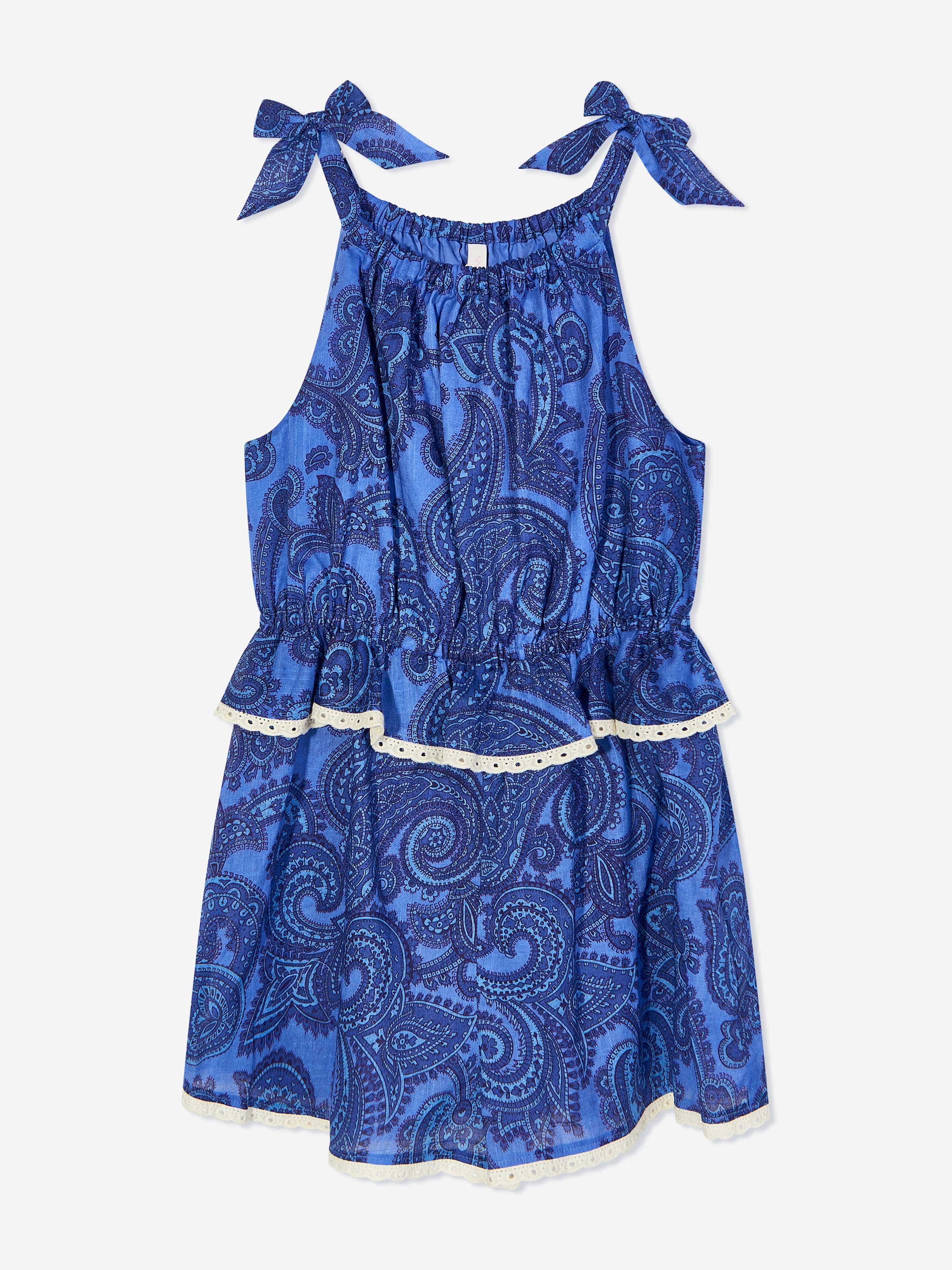 Zimmermann Girls Paisley Ottie Tie Playsuit in Blue