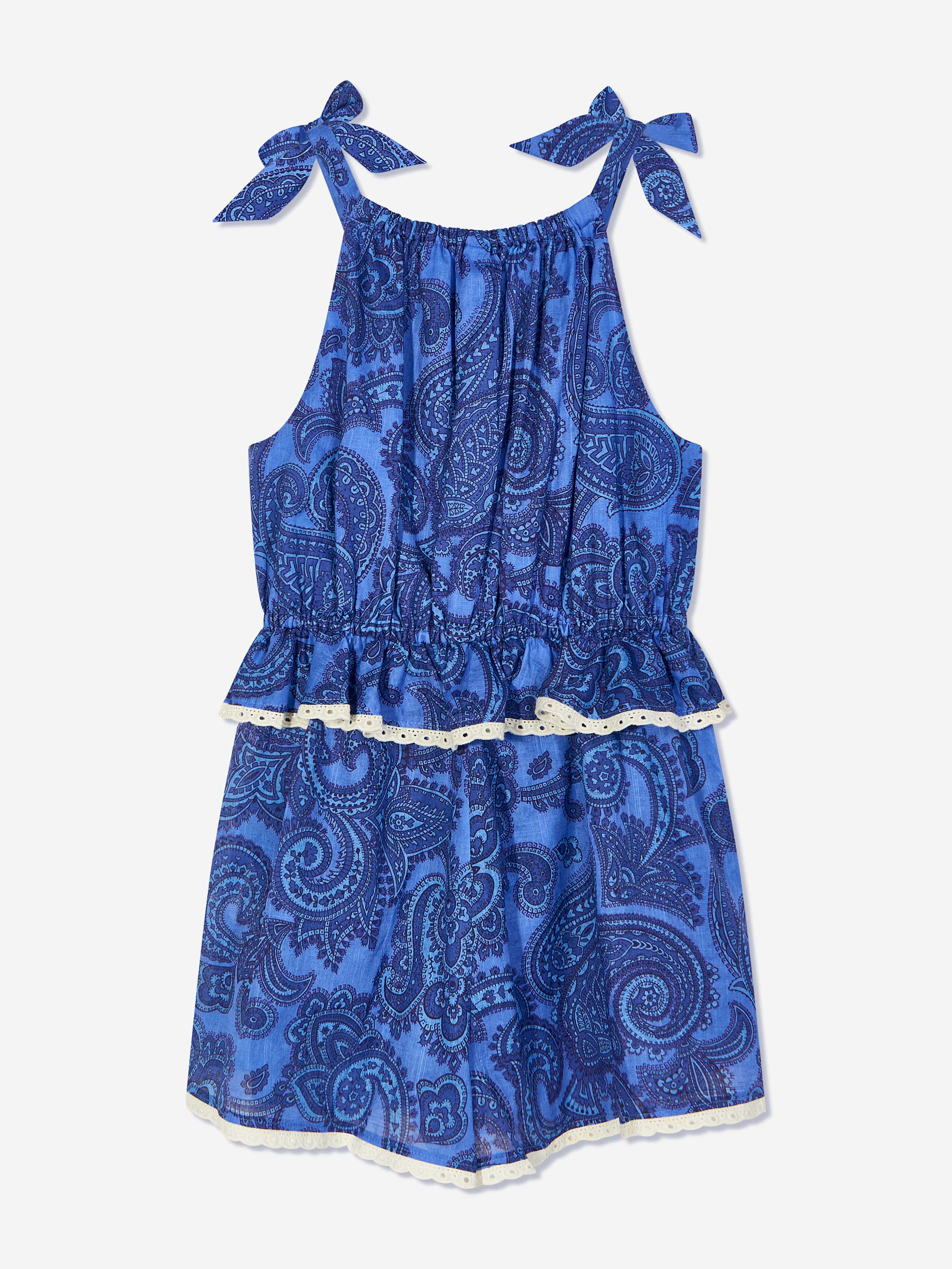 Zimmermann Girls Paisley Ottie Tie Playsuit in Blue