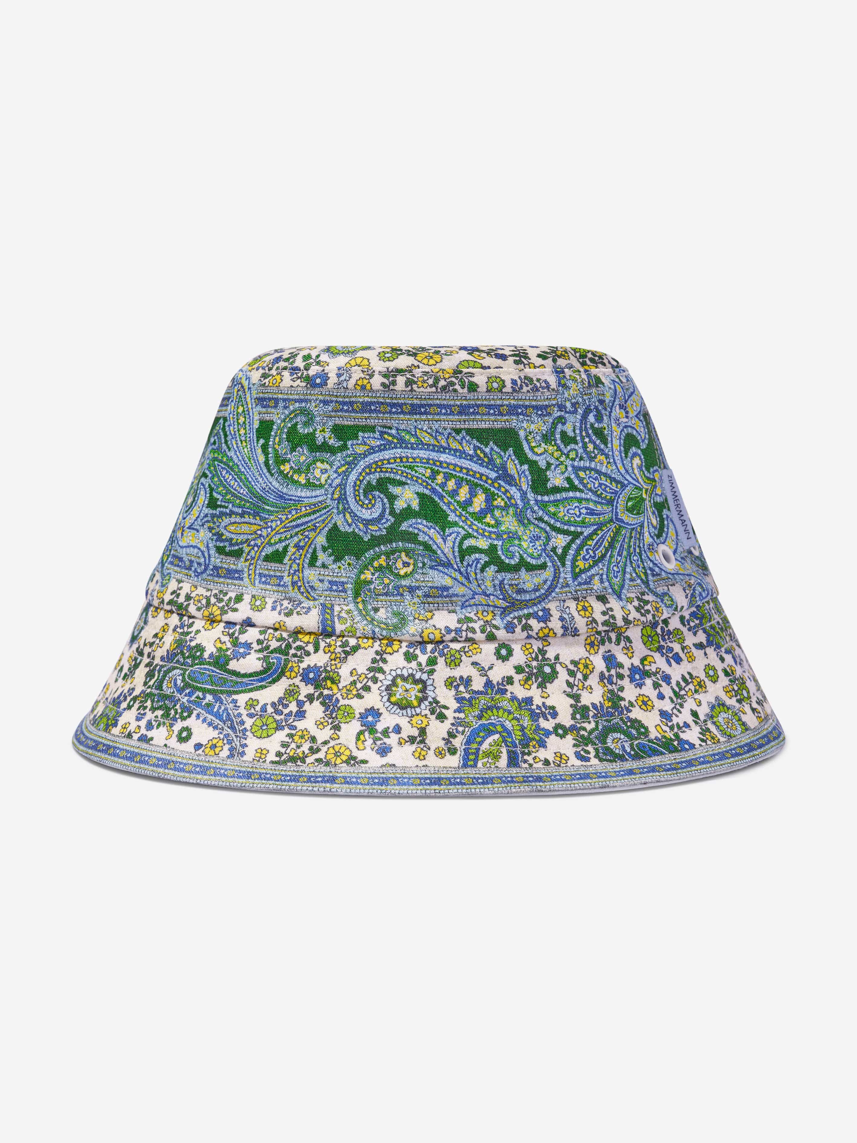 Zimmermann Girls Paisley Bucket Hat in Green