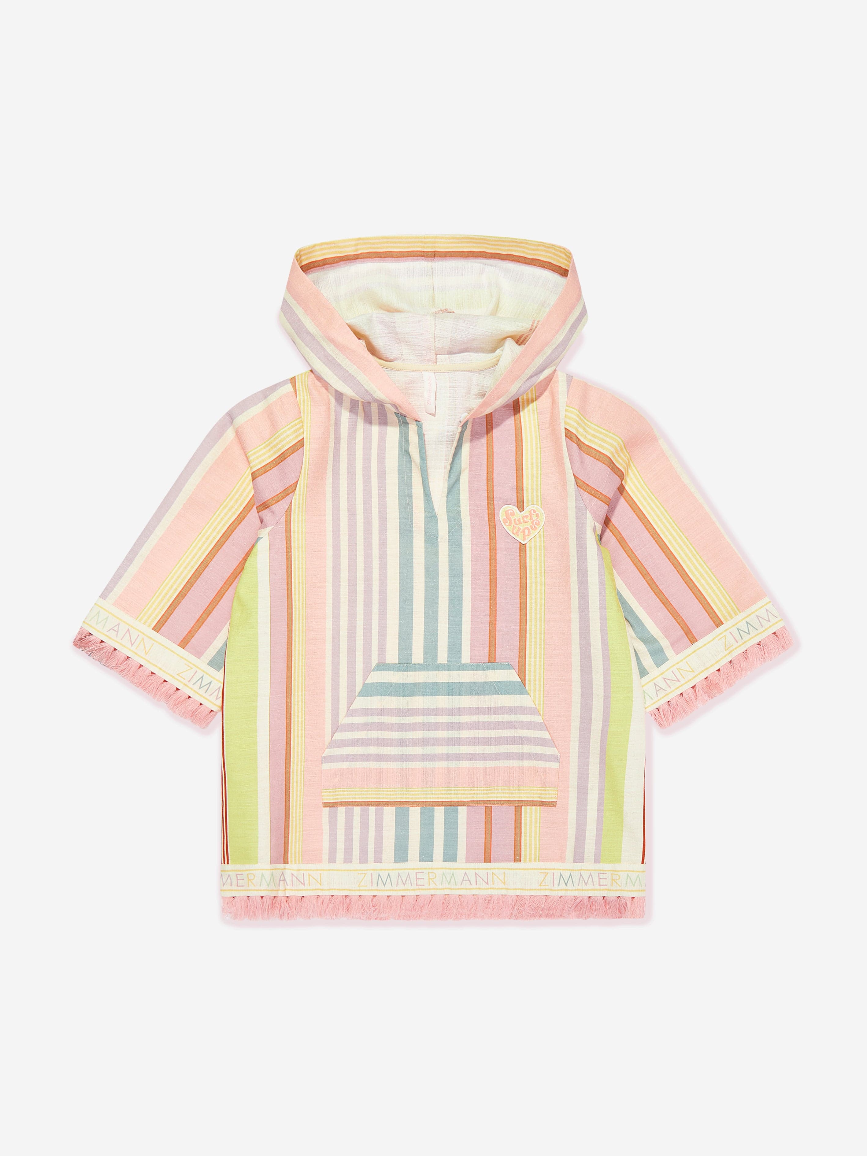 Zimmermann Girls Striped Halliday Hooded Coverup in Multicolour