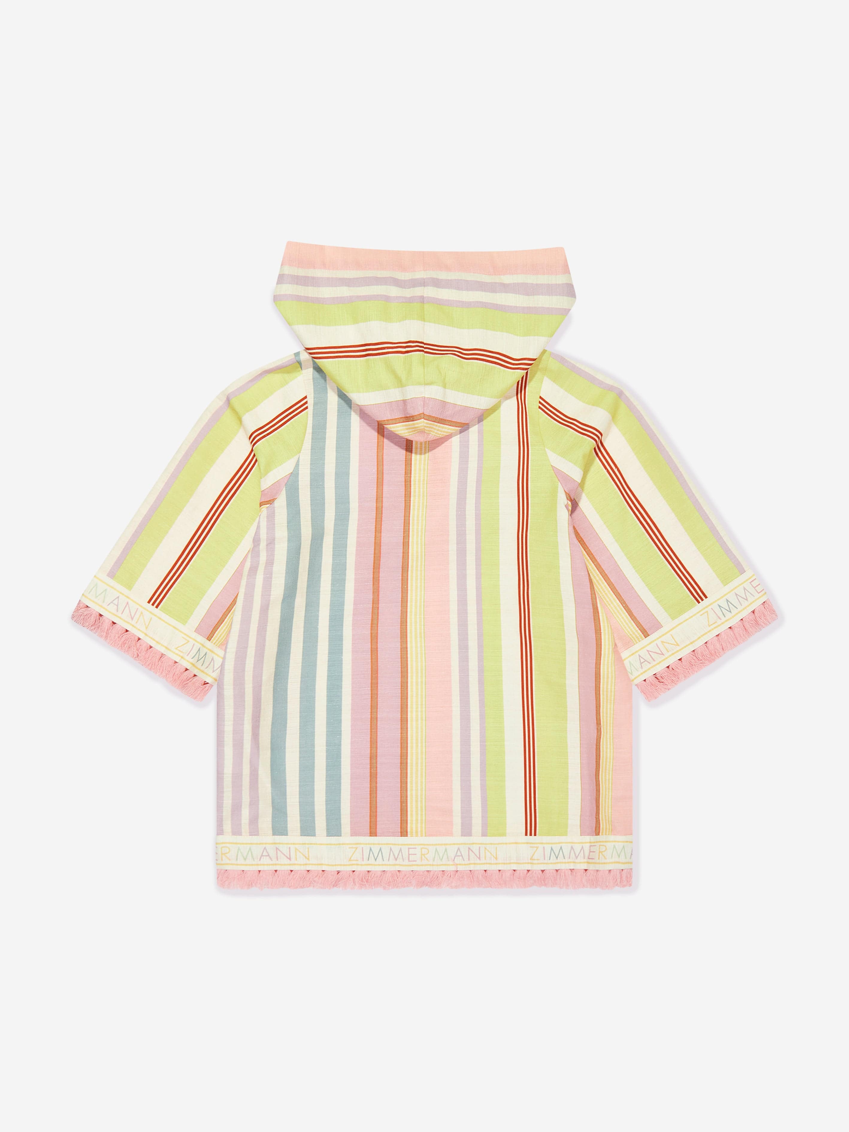 Zimmermann Girls Striped Halliday Hooded Coverup in Multicolour