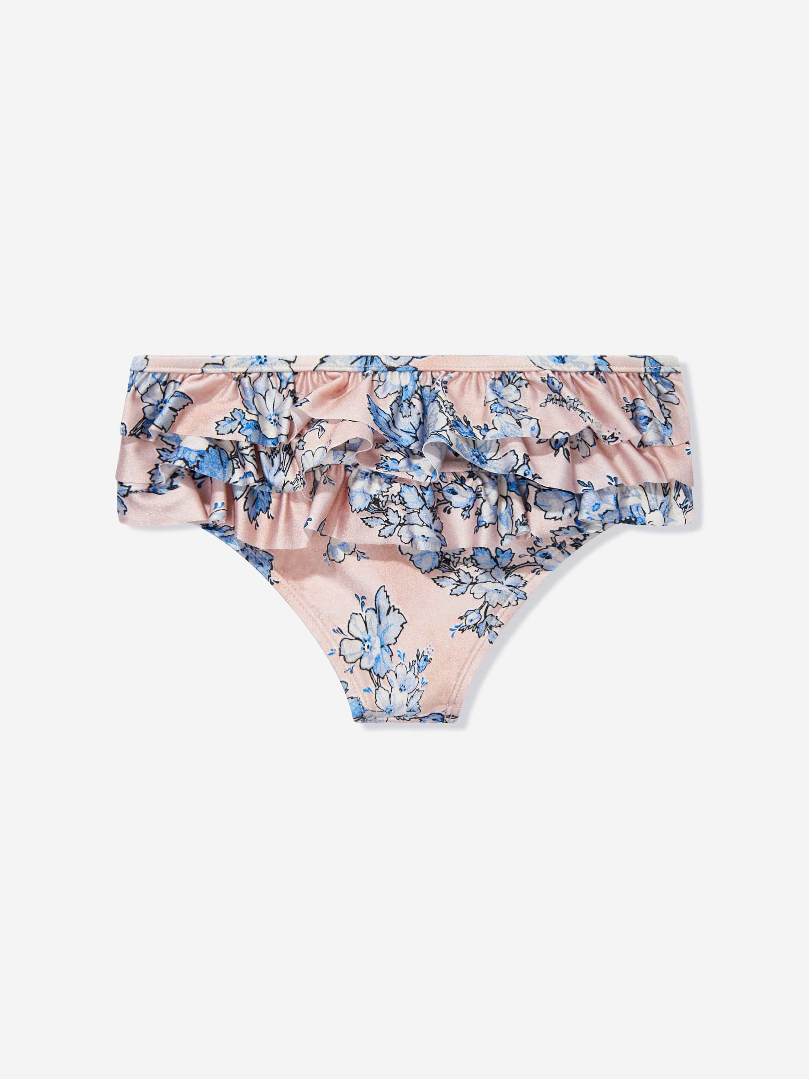 Zimmermann Girls Floral Halliday Frill Swim Briefs in Multicolour