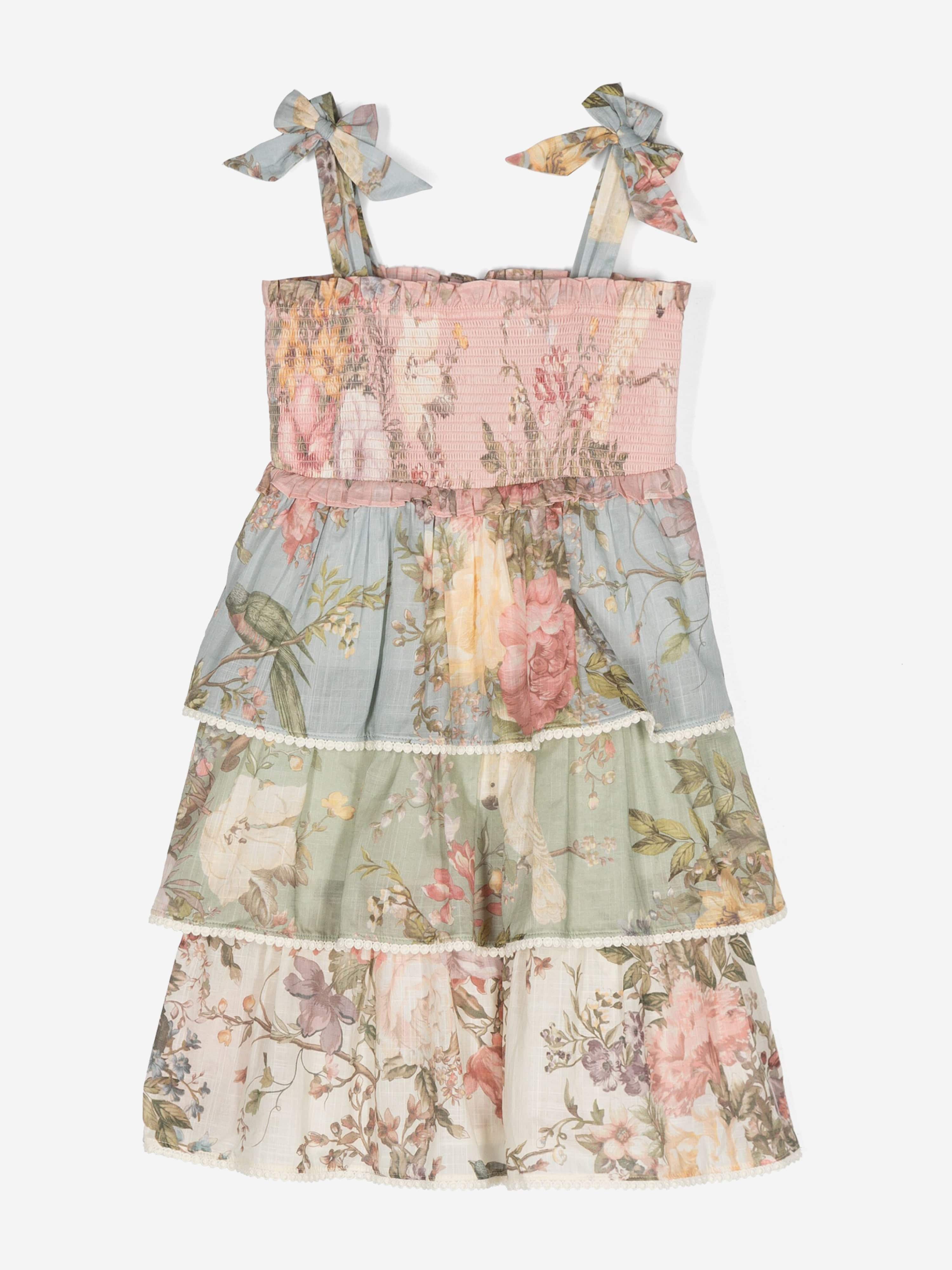 Zimmermann Girls Waverly Tiered Dress in Multicolour