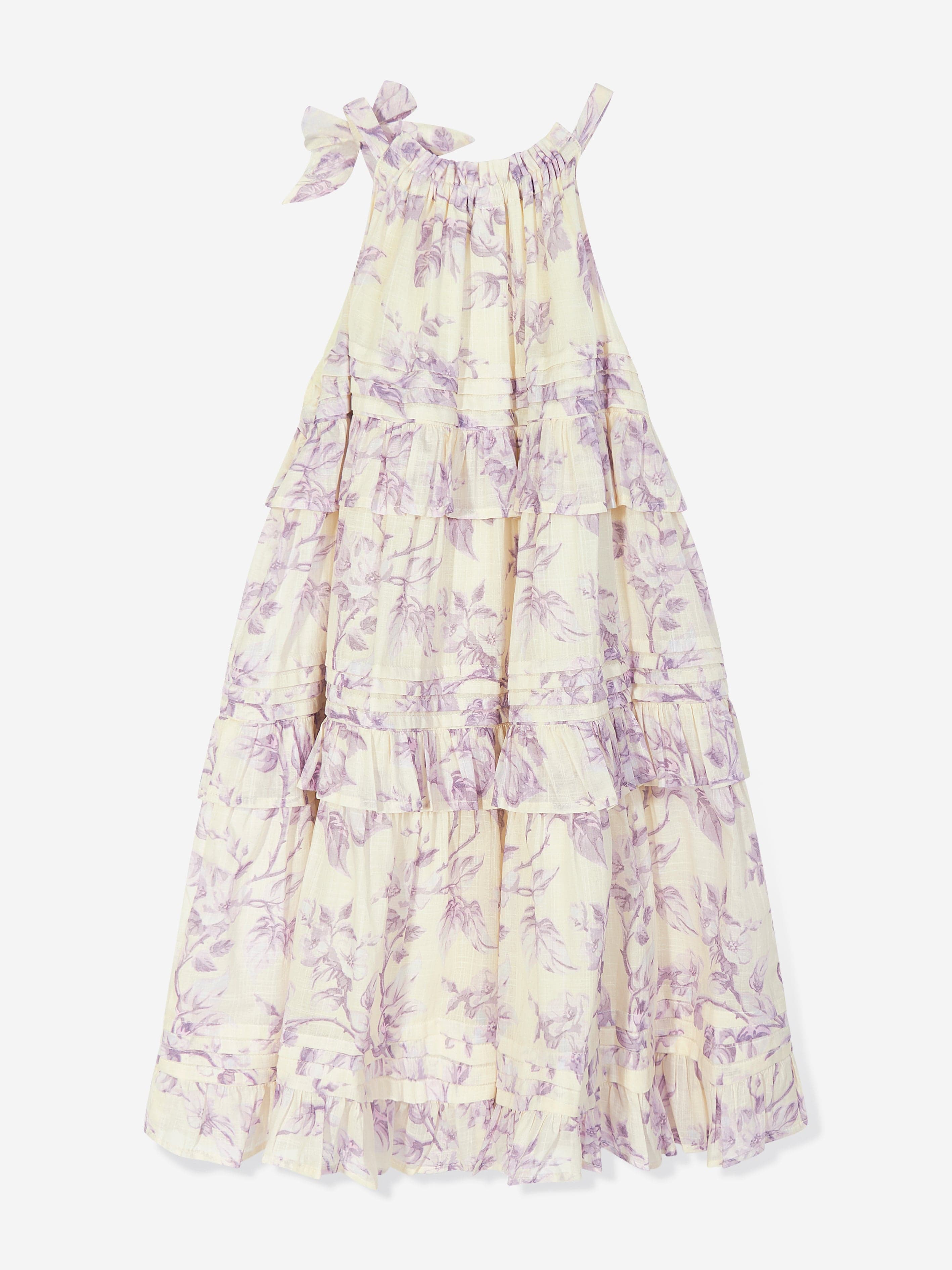 Zimmermann Girls Floral Halliday Swing Dress in Yellow