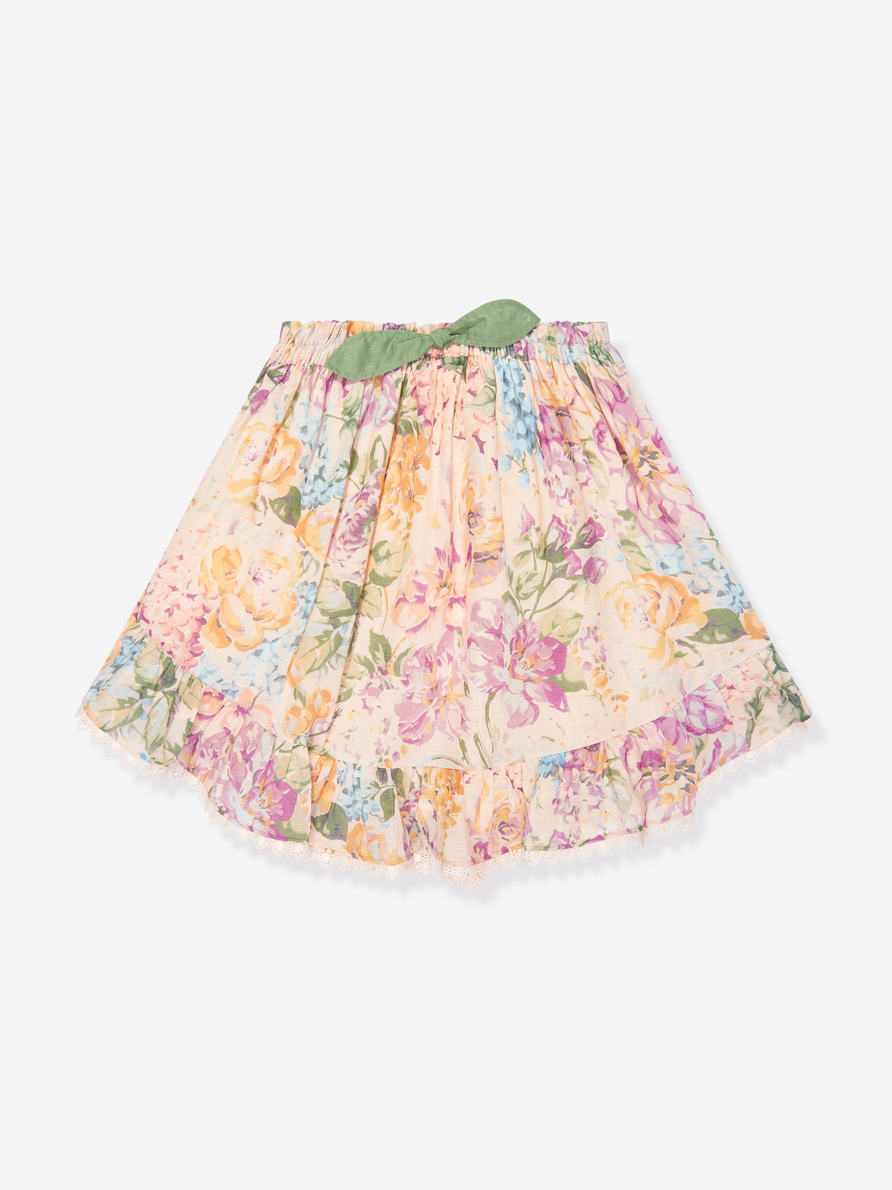 Zimmermann Girls Floral Halliday Flip Skirt in Multicolour