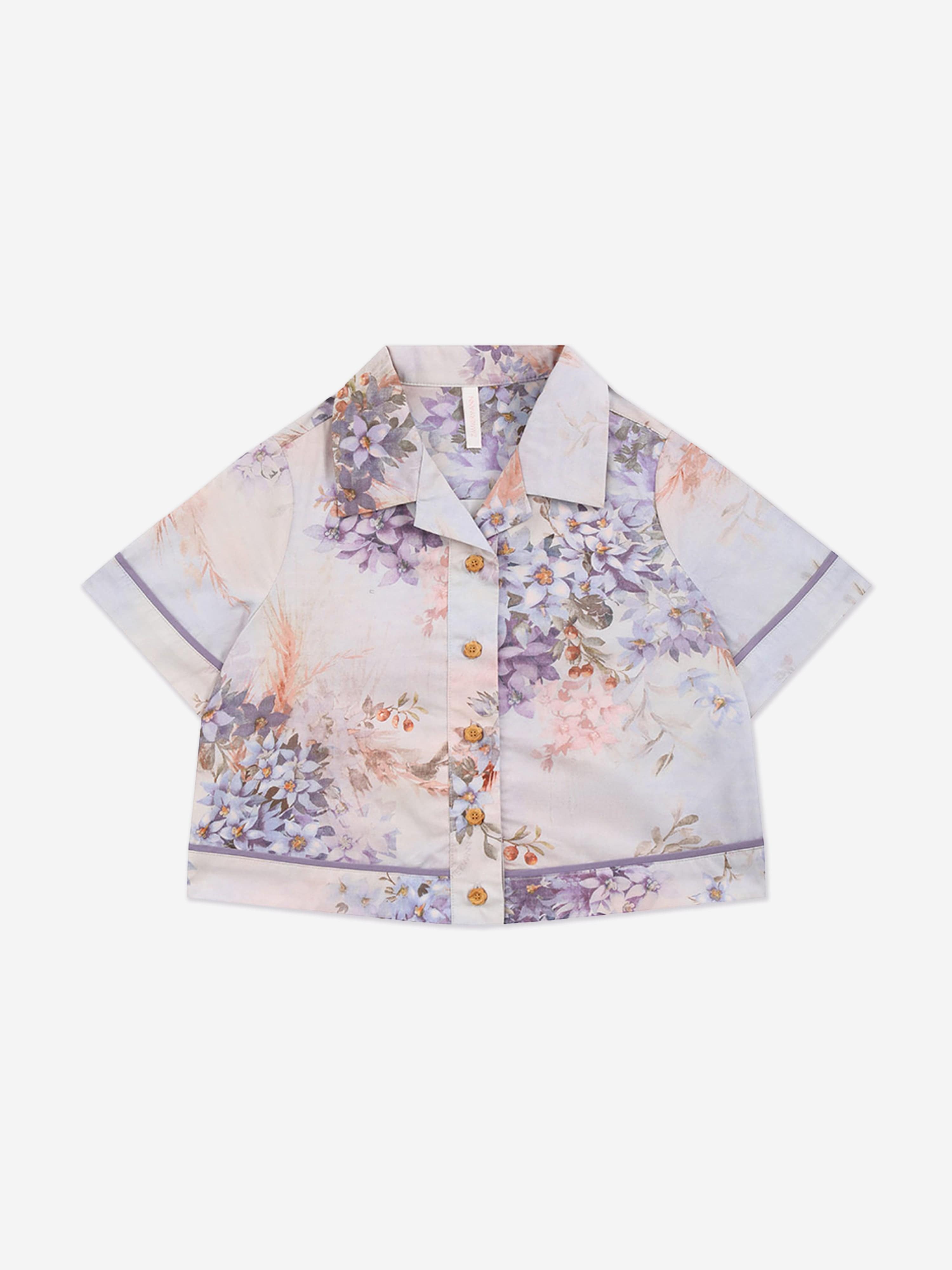 Zimmermann Girls Cascadian Poplin Shirt in Purple