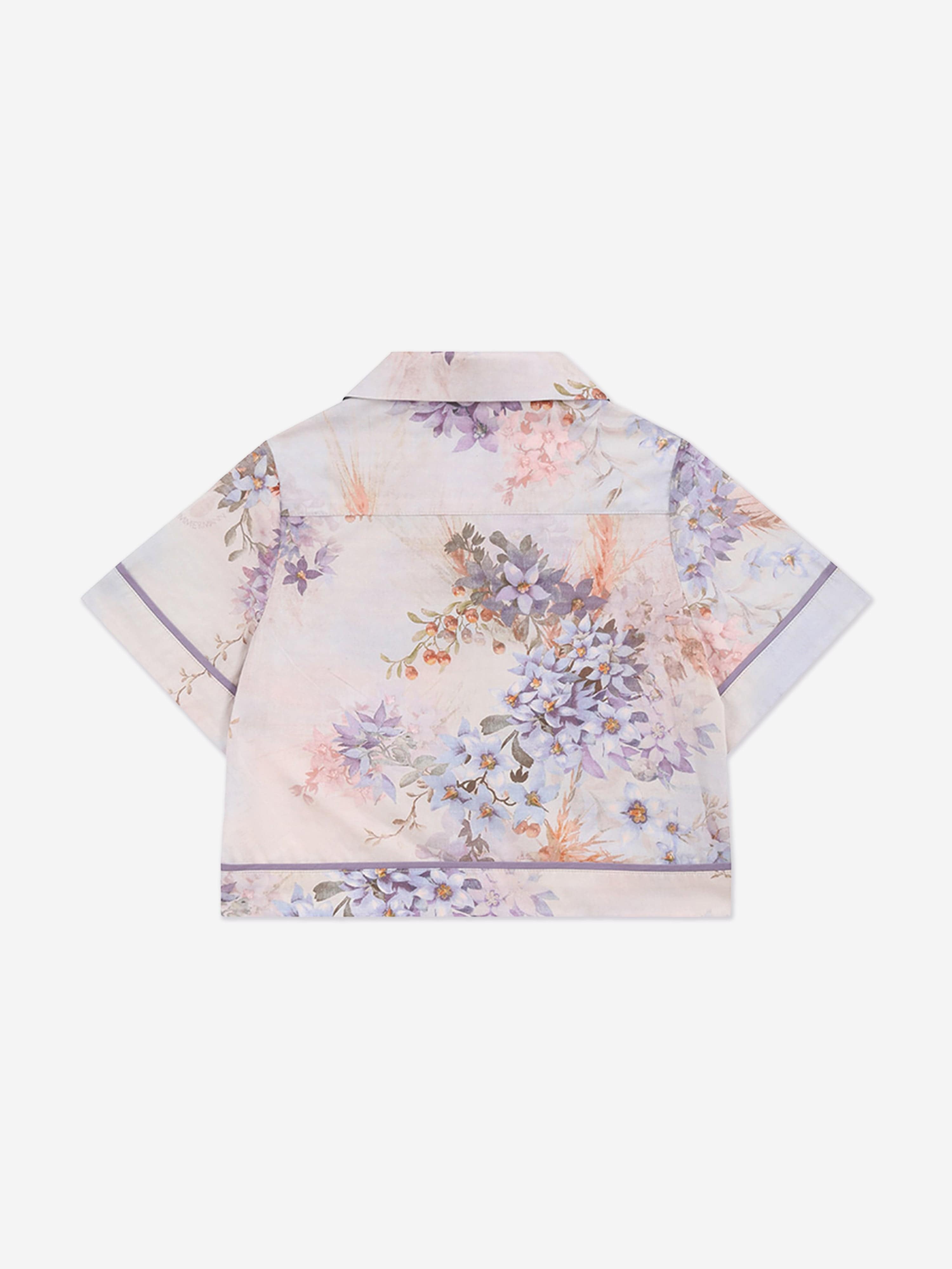 Zimmermann Girls Cascadian Poplin Shirt in Purple