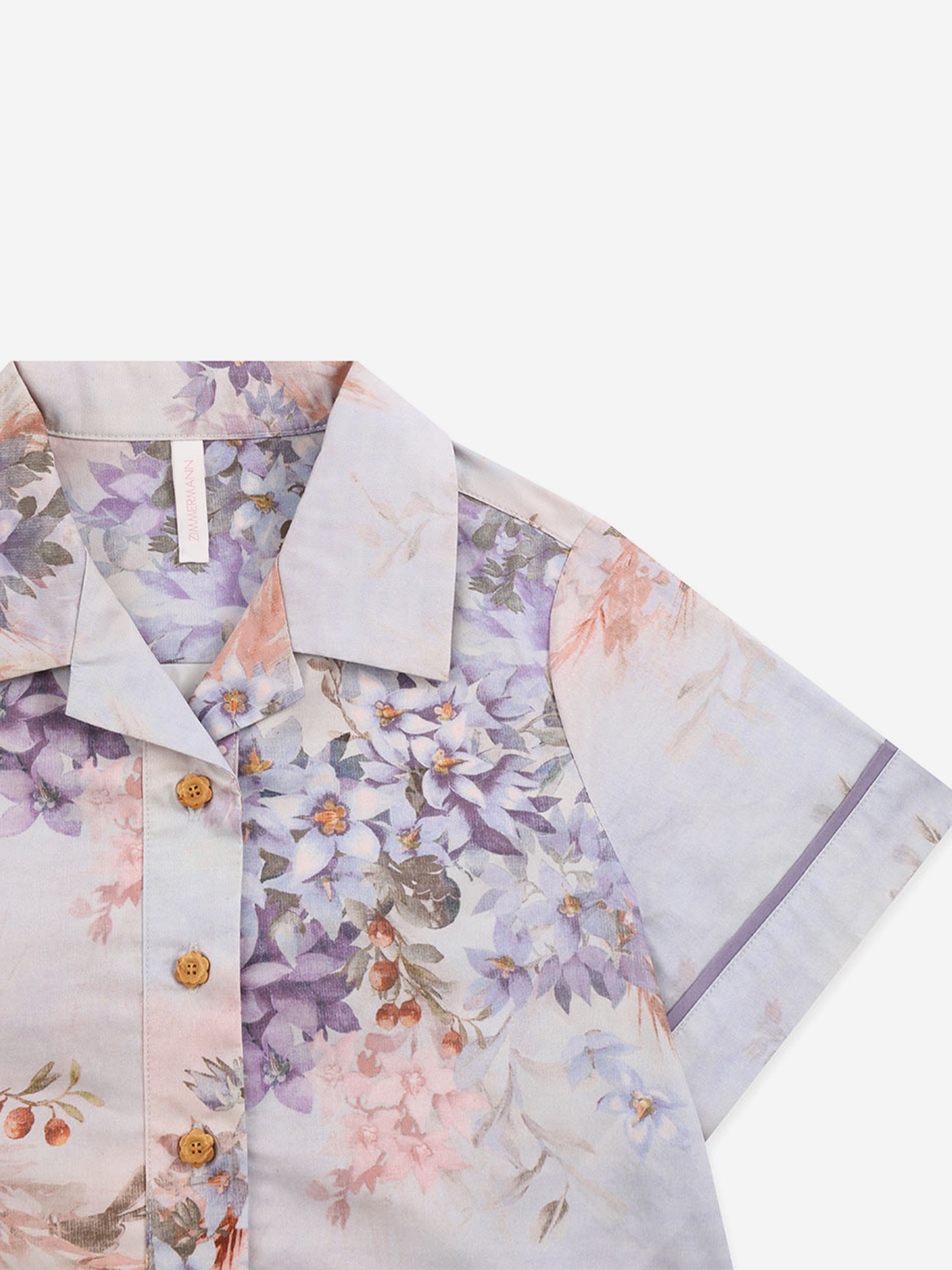 Zimmermann Girls Cascadian Poplin Shirt in Purple