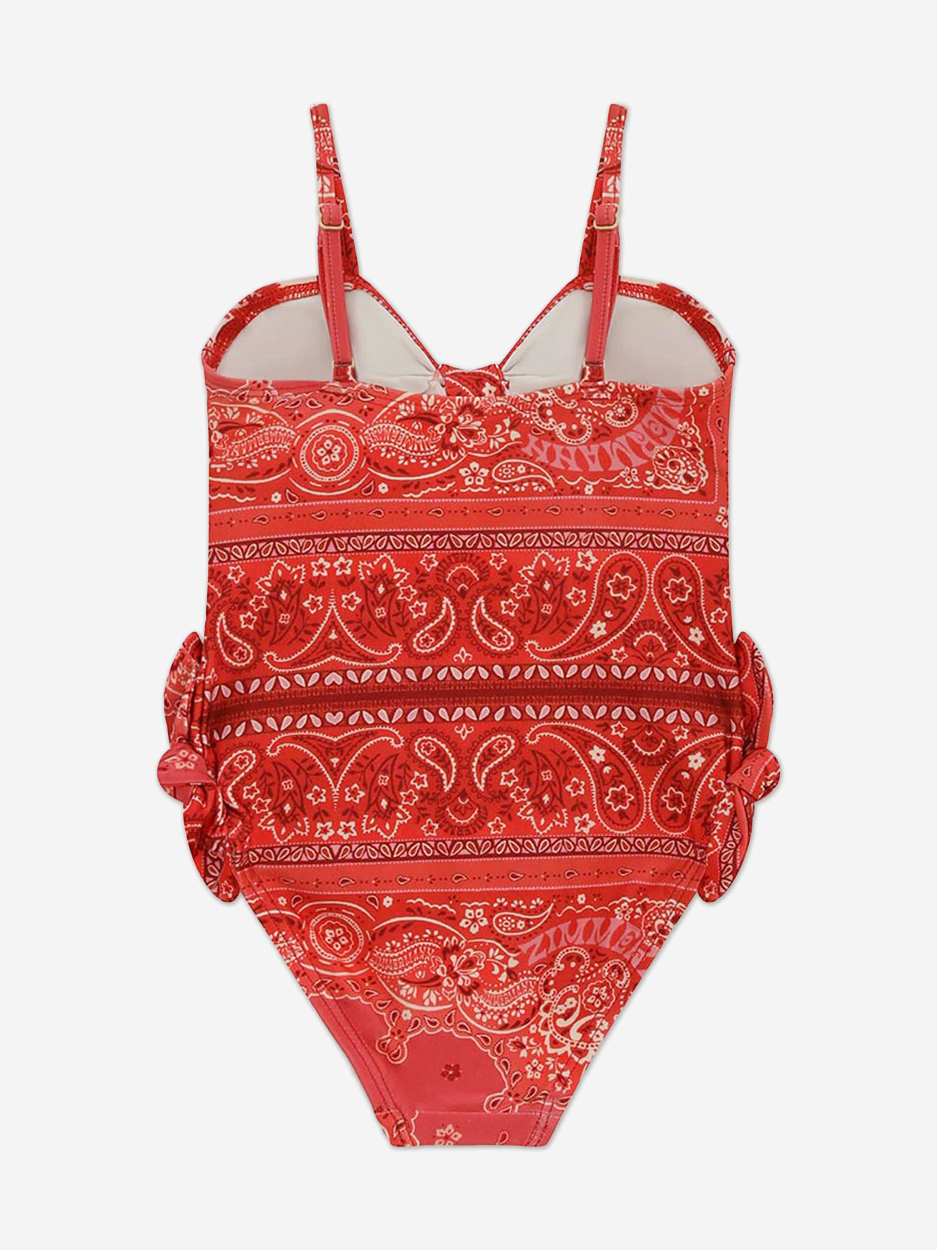 Zimmermann Girls Lucky Tie Front Swimsuit in Red