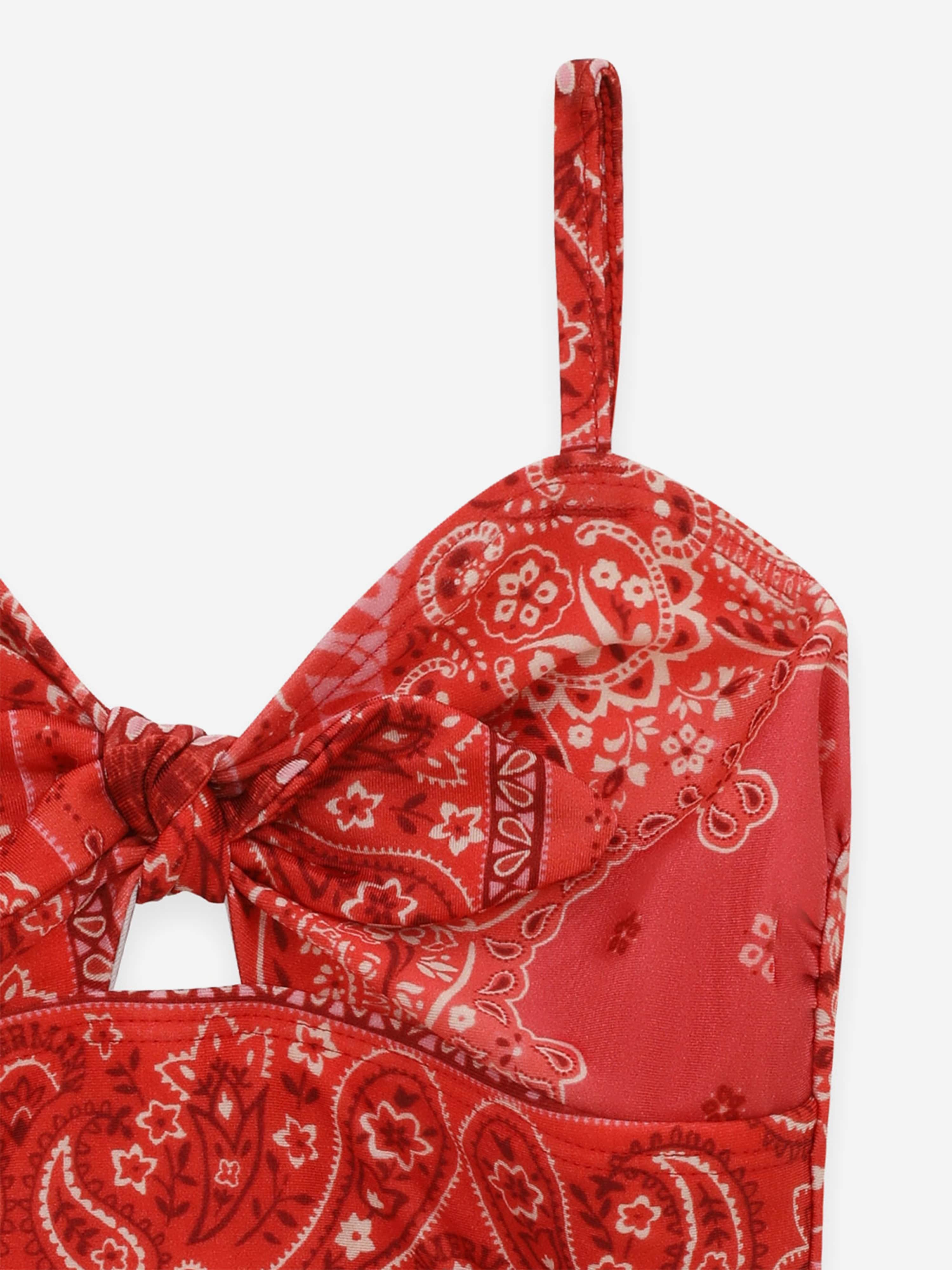 Zimmermann Girls Lucky Tie Front Swimsuit in Red
