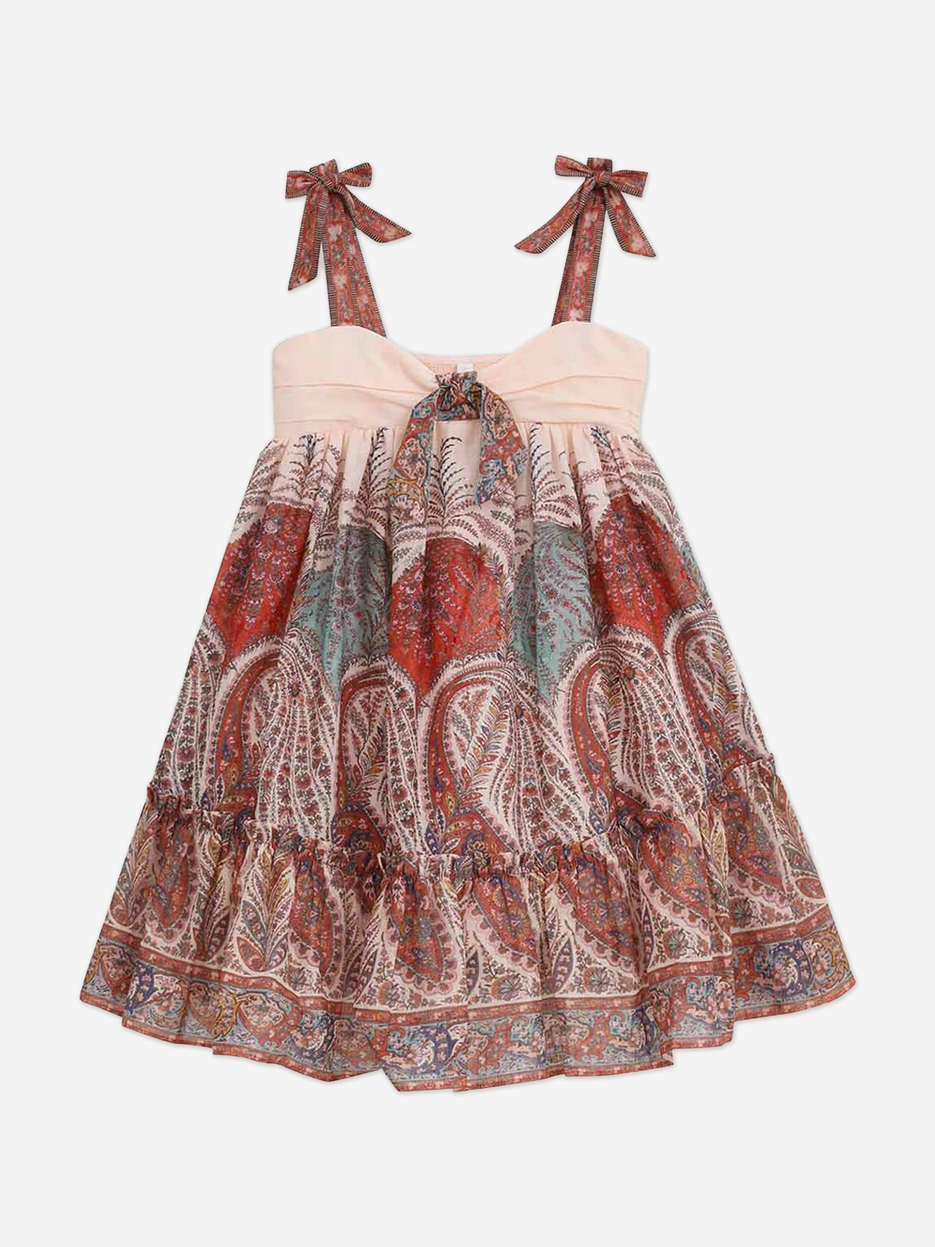 Zimmermann Girls Rhiannon Tie Front Dress in Red