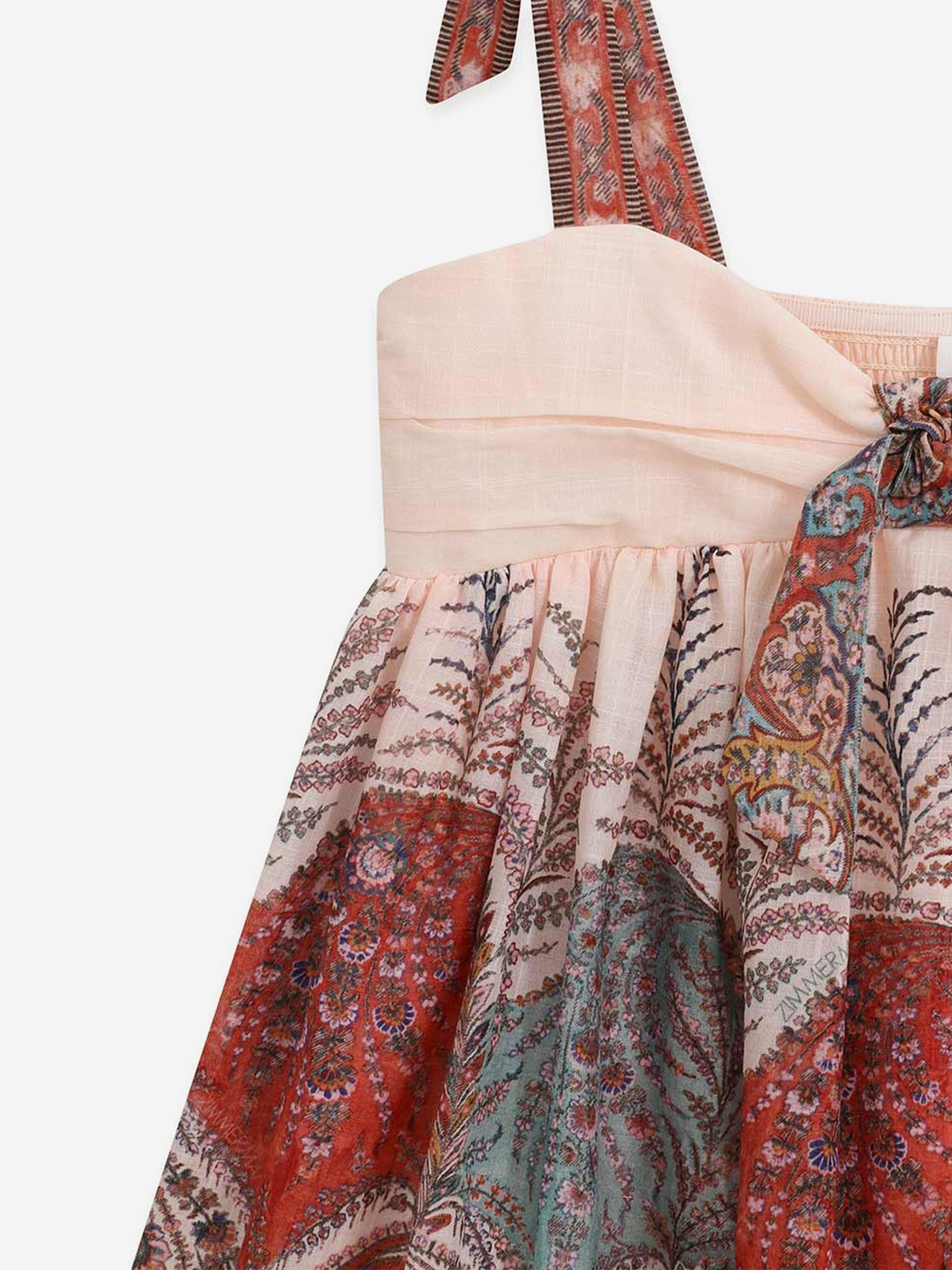 Zimmermann Girls Rhiannon Tie Front Dress in Red