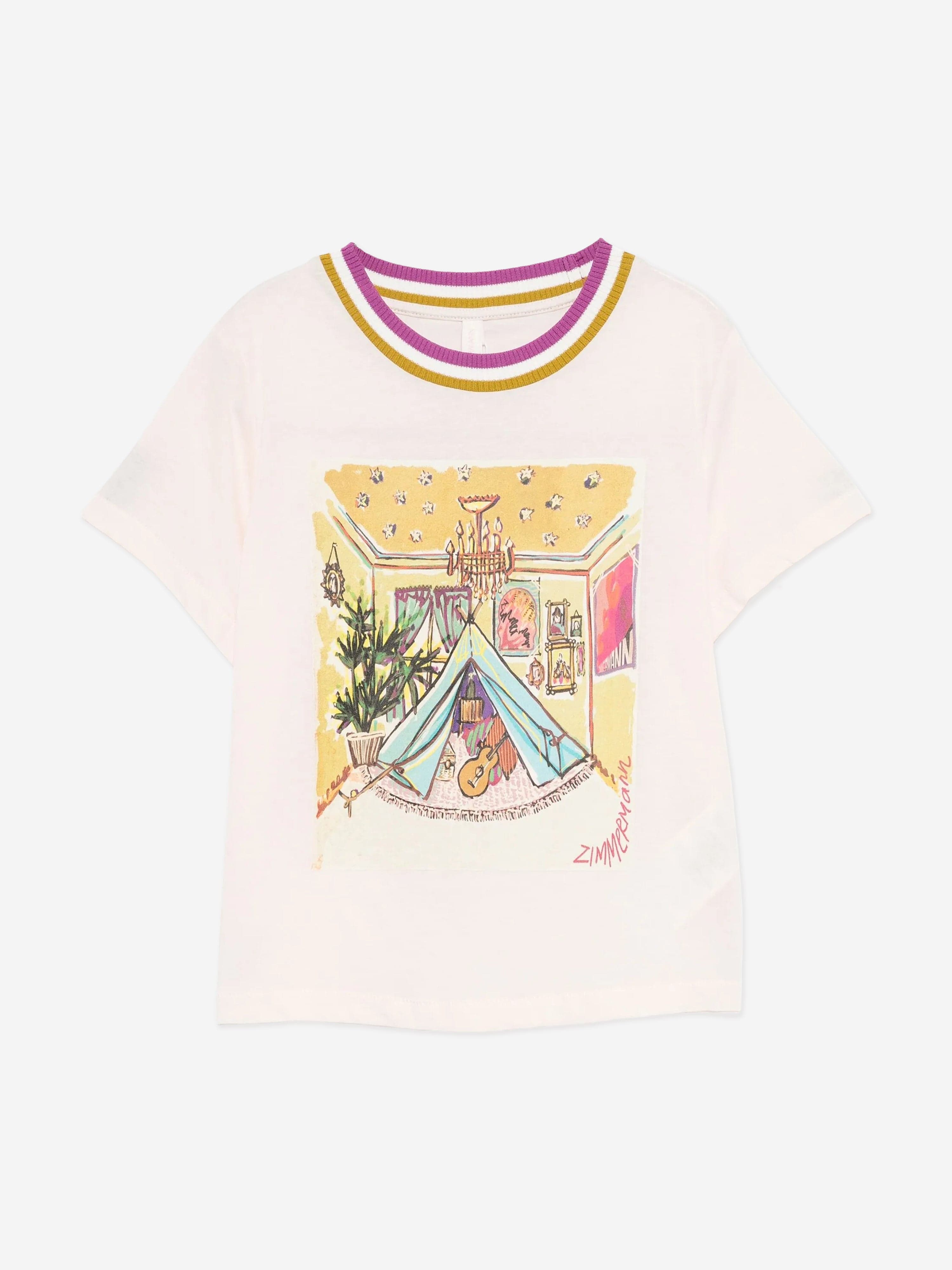 Zimmermann Girls Rhiannon Printed T-Shirt in Pink
