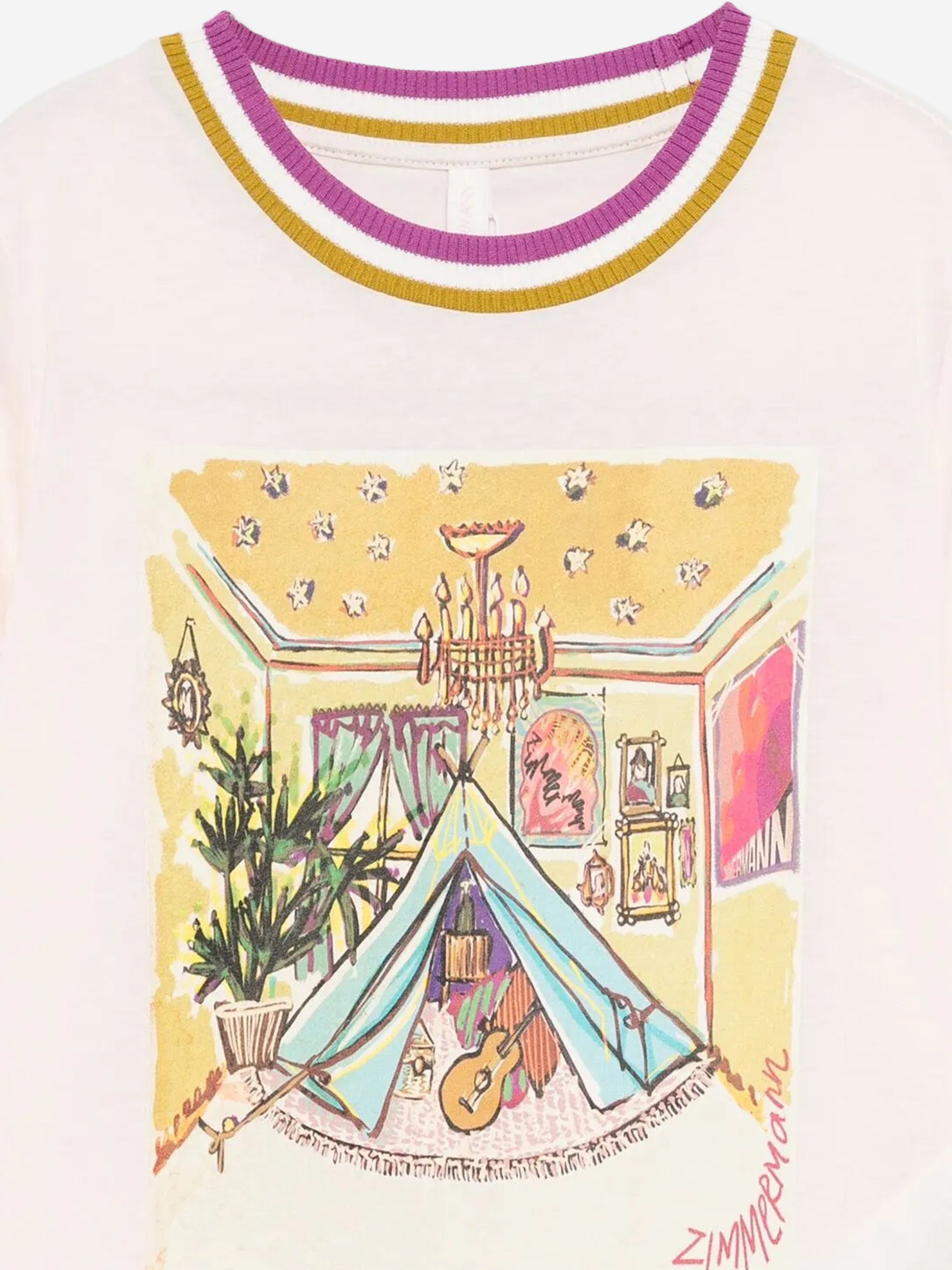 Zimmermann Girls Rhiannon Printed T-Shirt in Pink