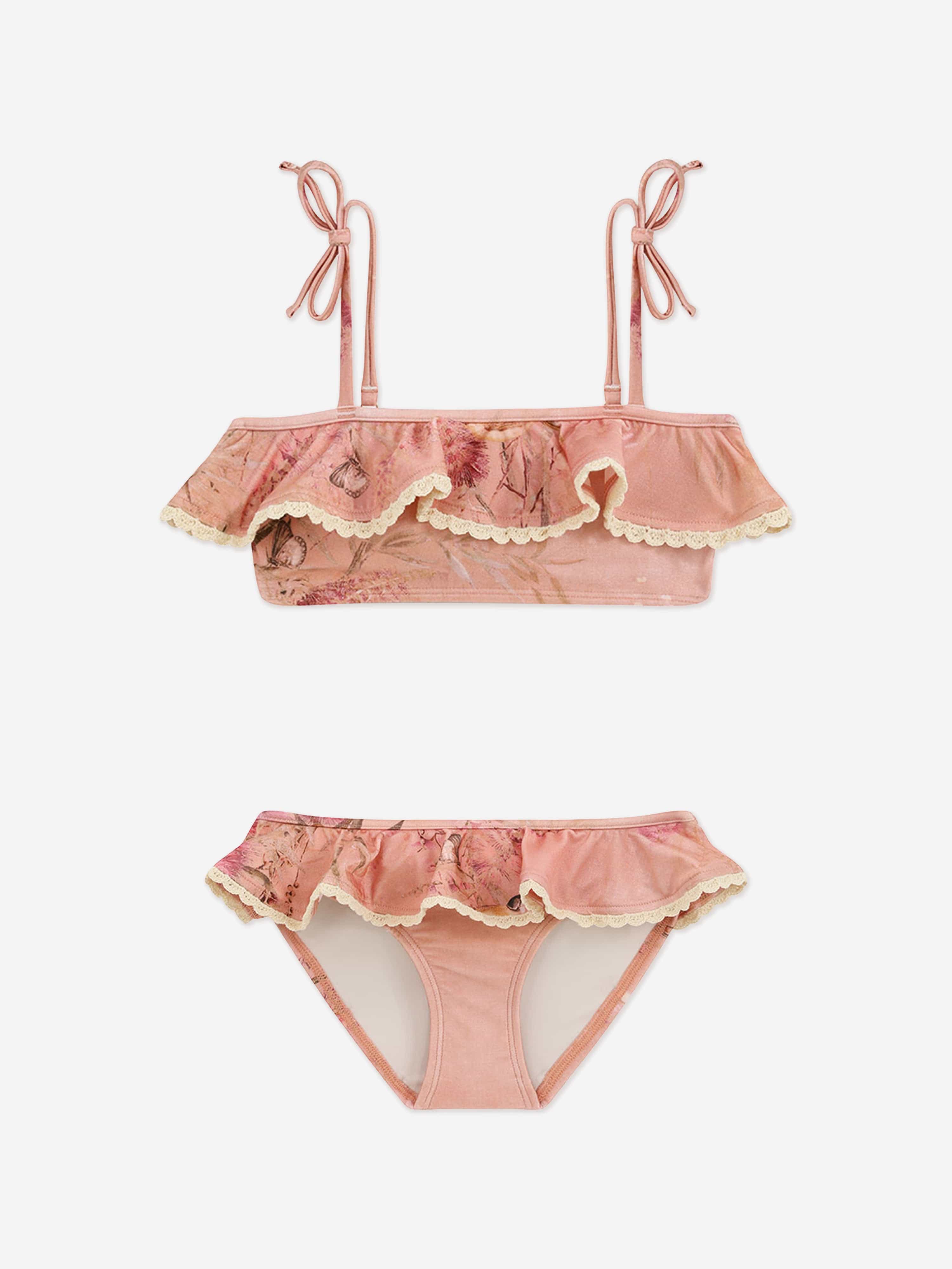 Zimmermann Girls Cascadian Trim Bikini in Pink