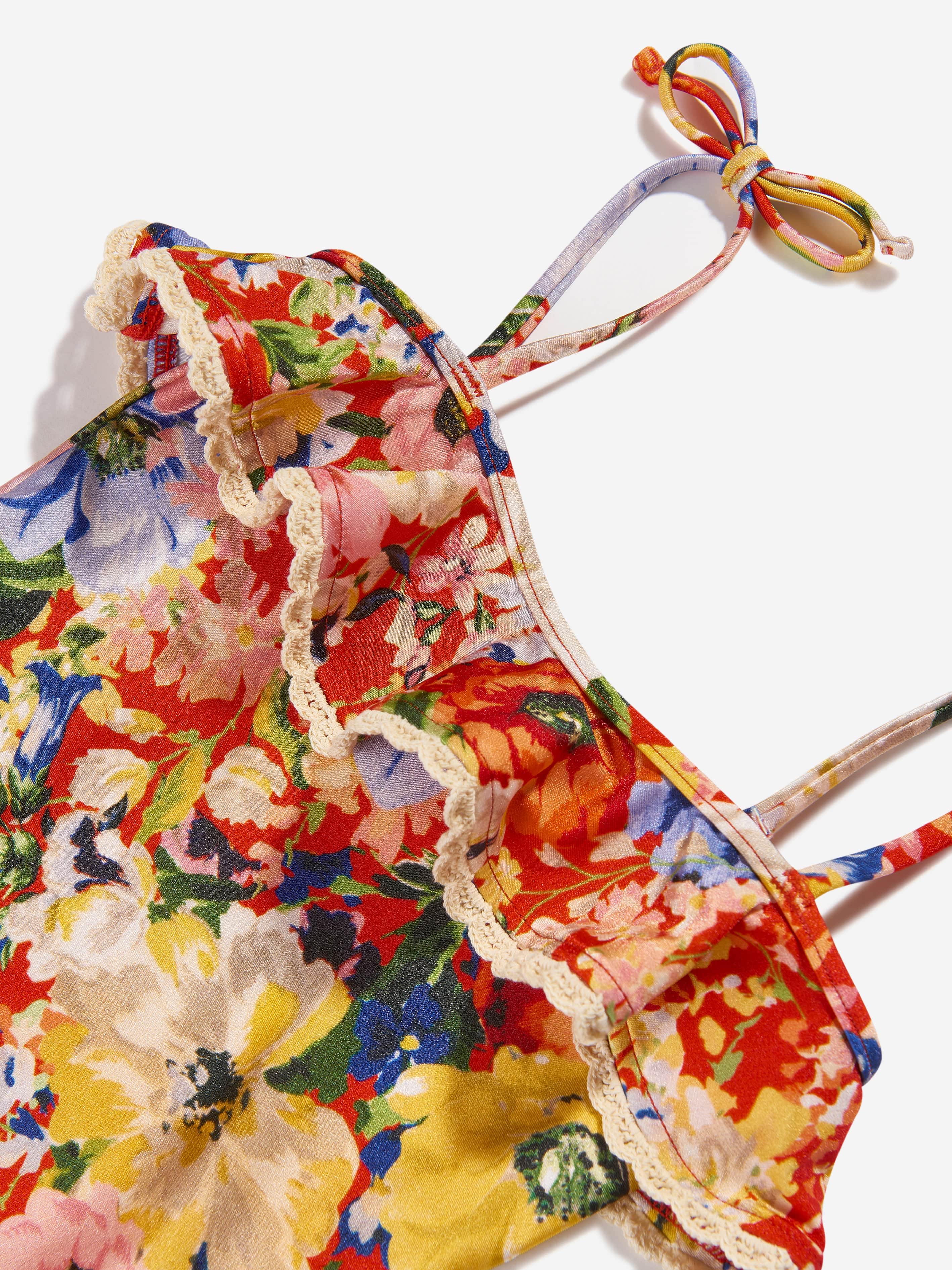 Zimmermann Girls Alight Trim Frill Swimsuit in Multicolour