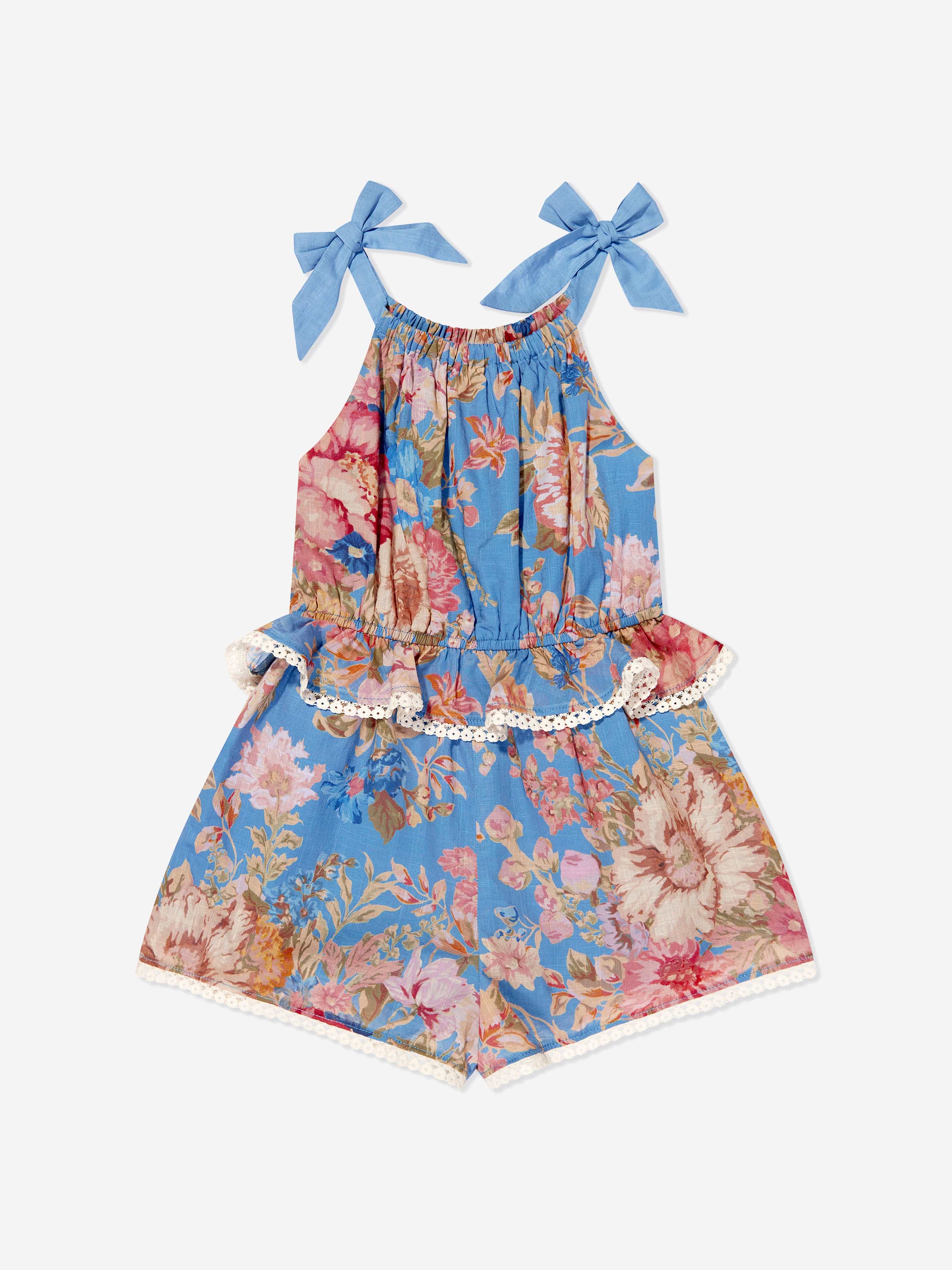 Zimmermann Girls August Tie Playsuit in Blue