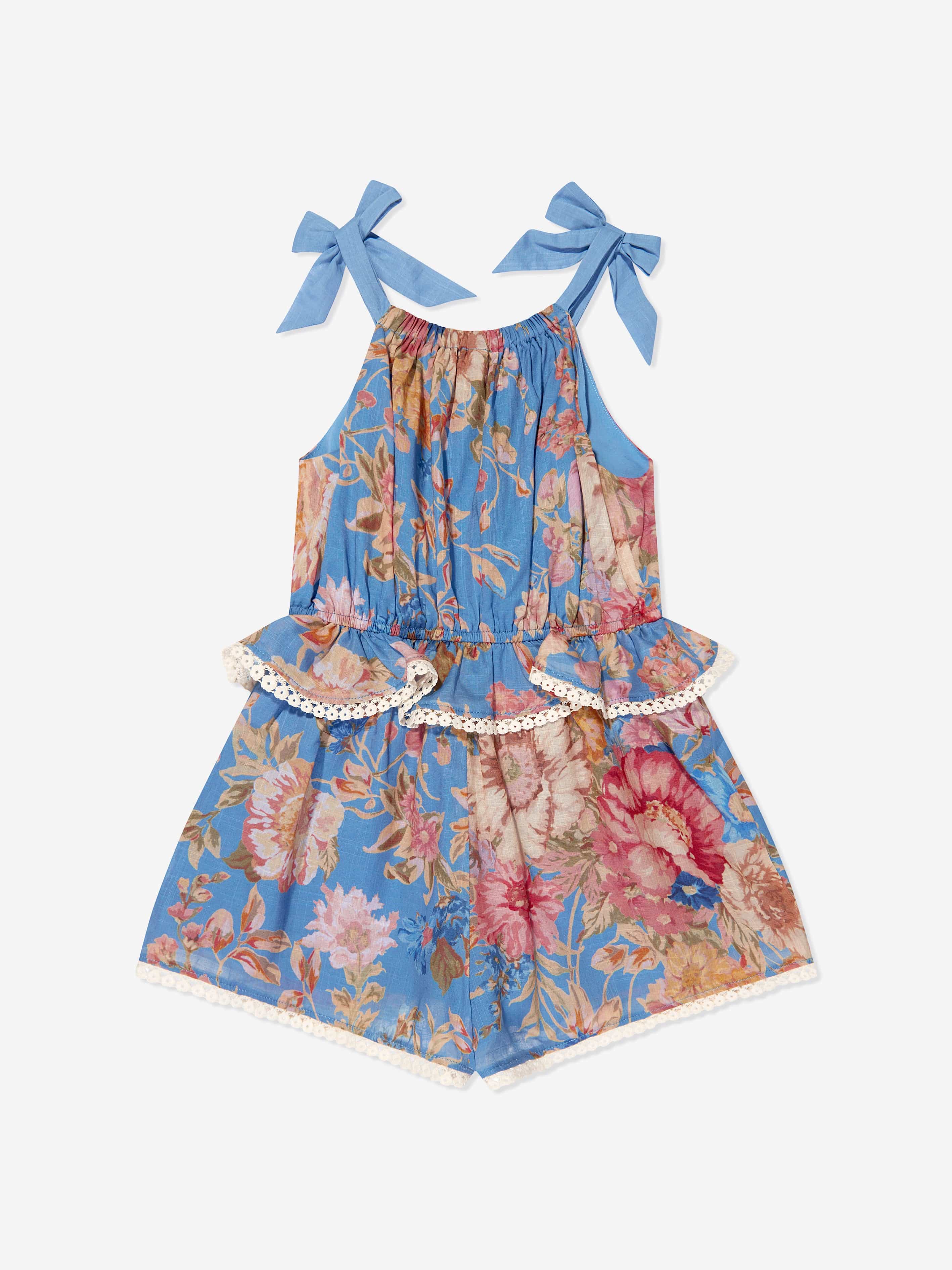 Zimmermann Girls August Tie Playsuit in Blue