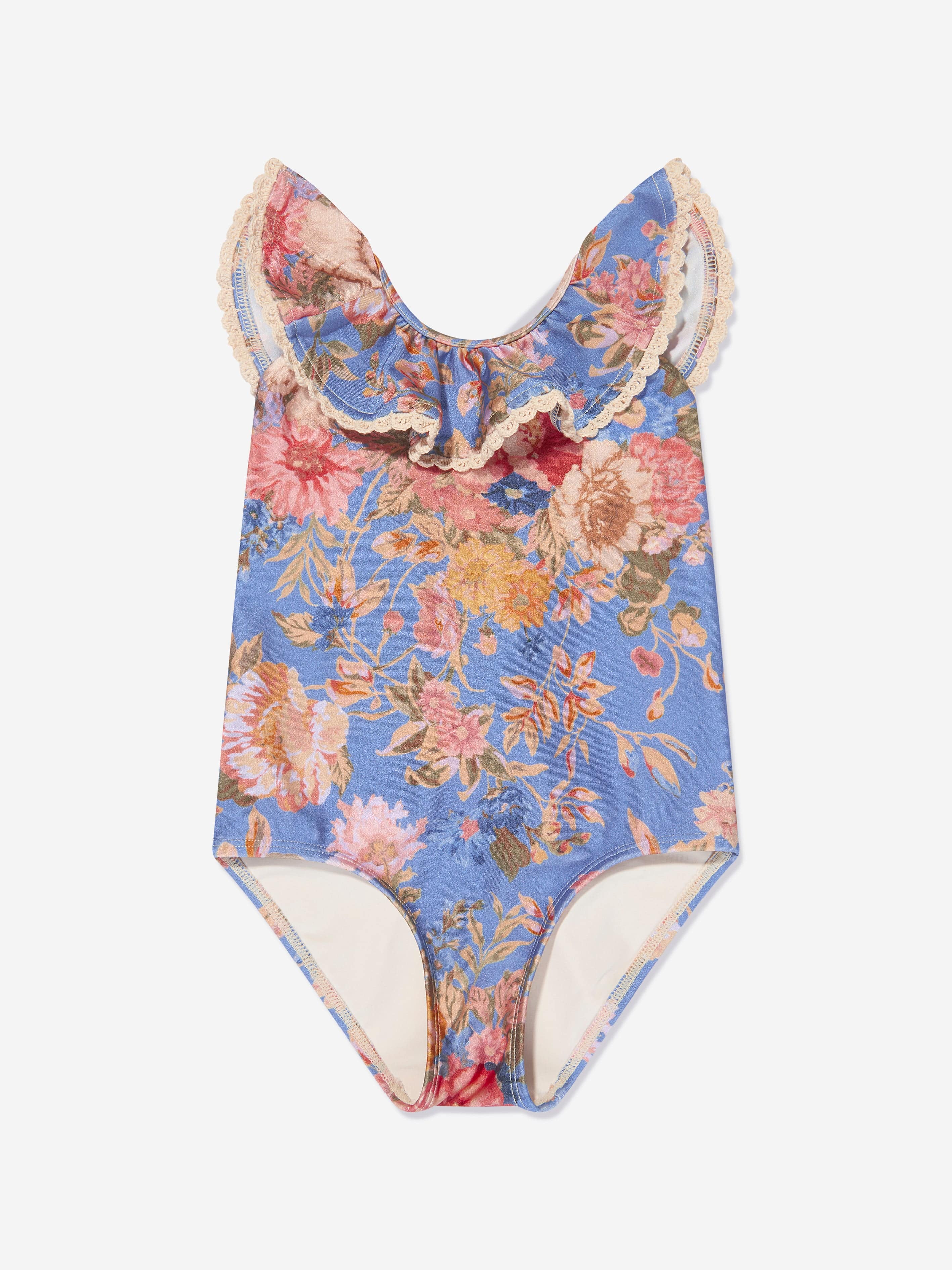 Zimmermann Girls August Trim Scoop Swimsuit in Blue