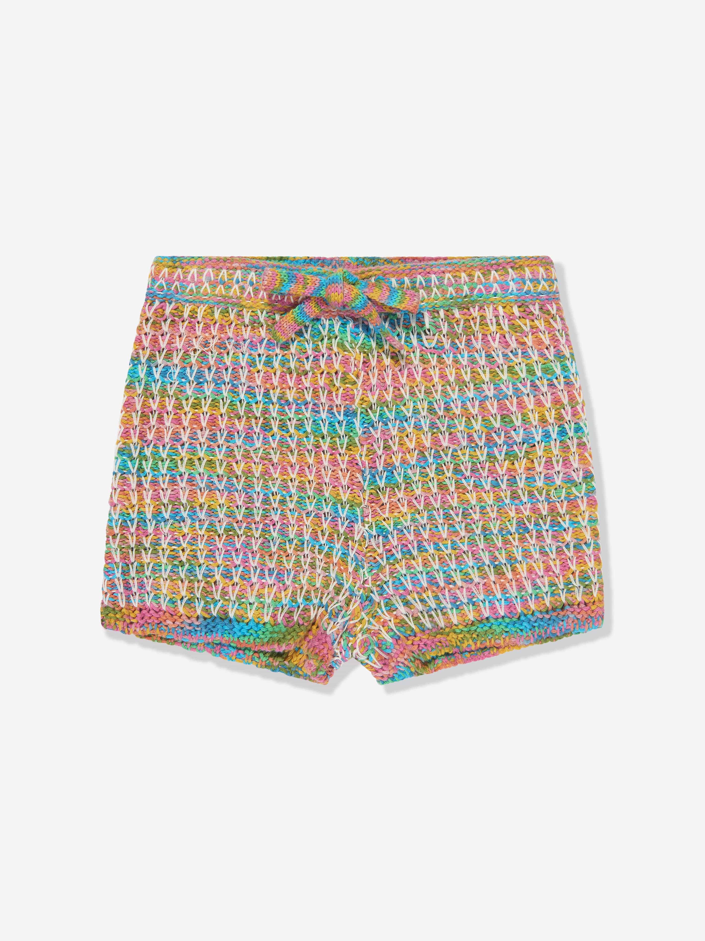 Zimmermann Girls August Textured Knit Shorts in Multicolour