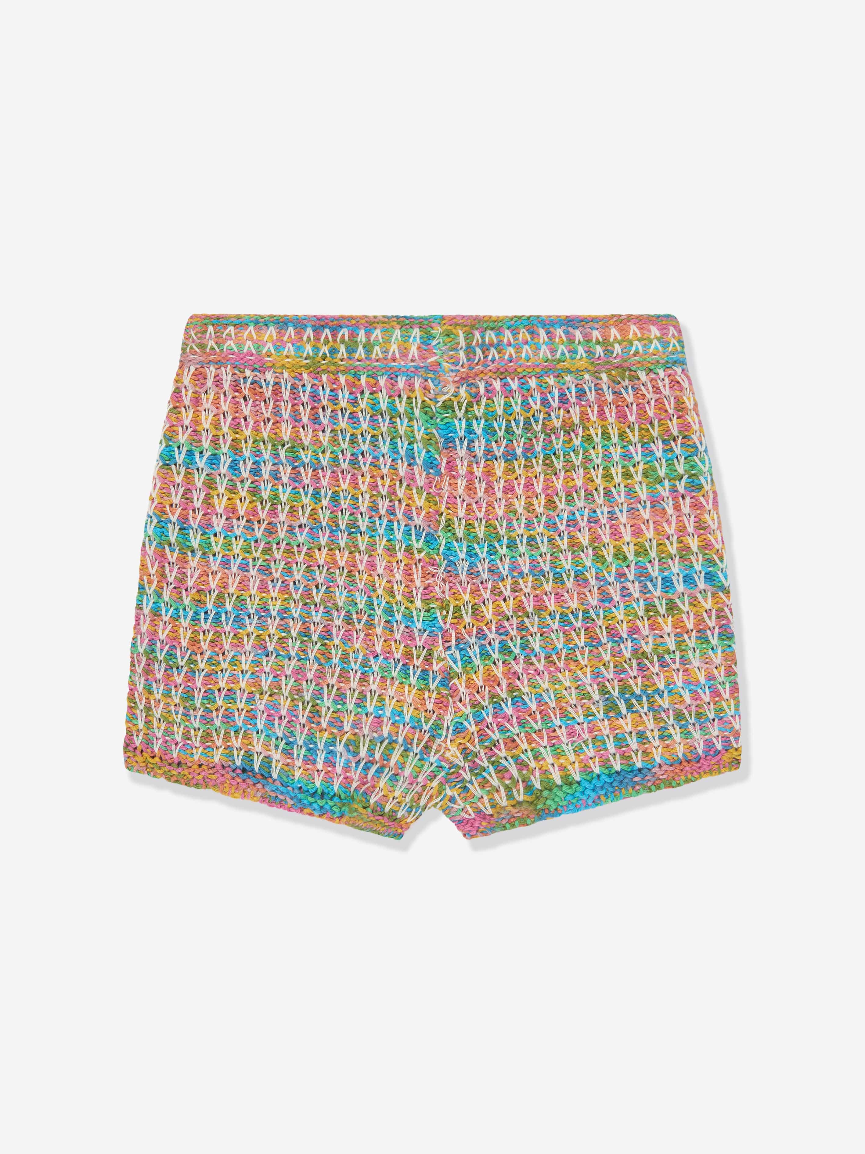 Zimmermann Girls August Textured Knit Shorts in Multicolour