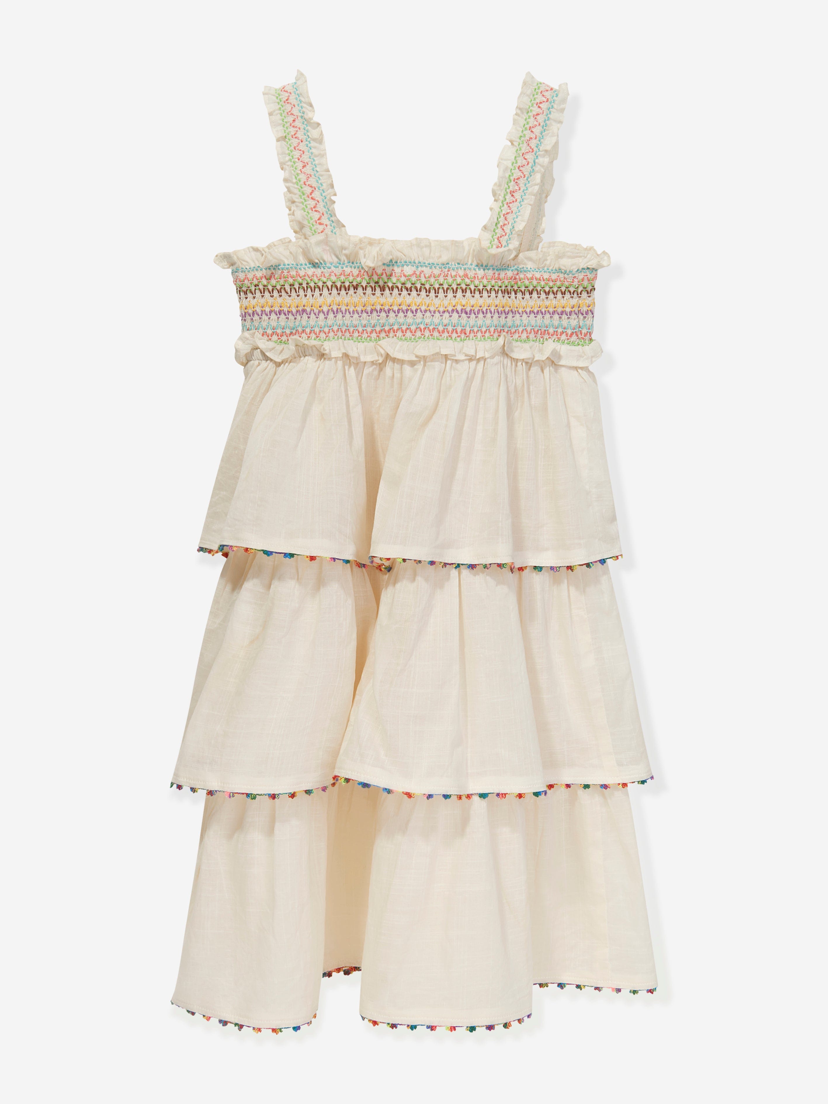 Zimmermann Girls Junie Shirred Dress in Ivory