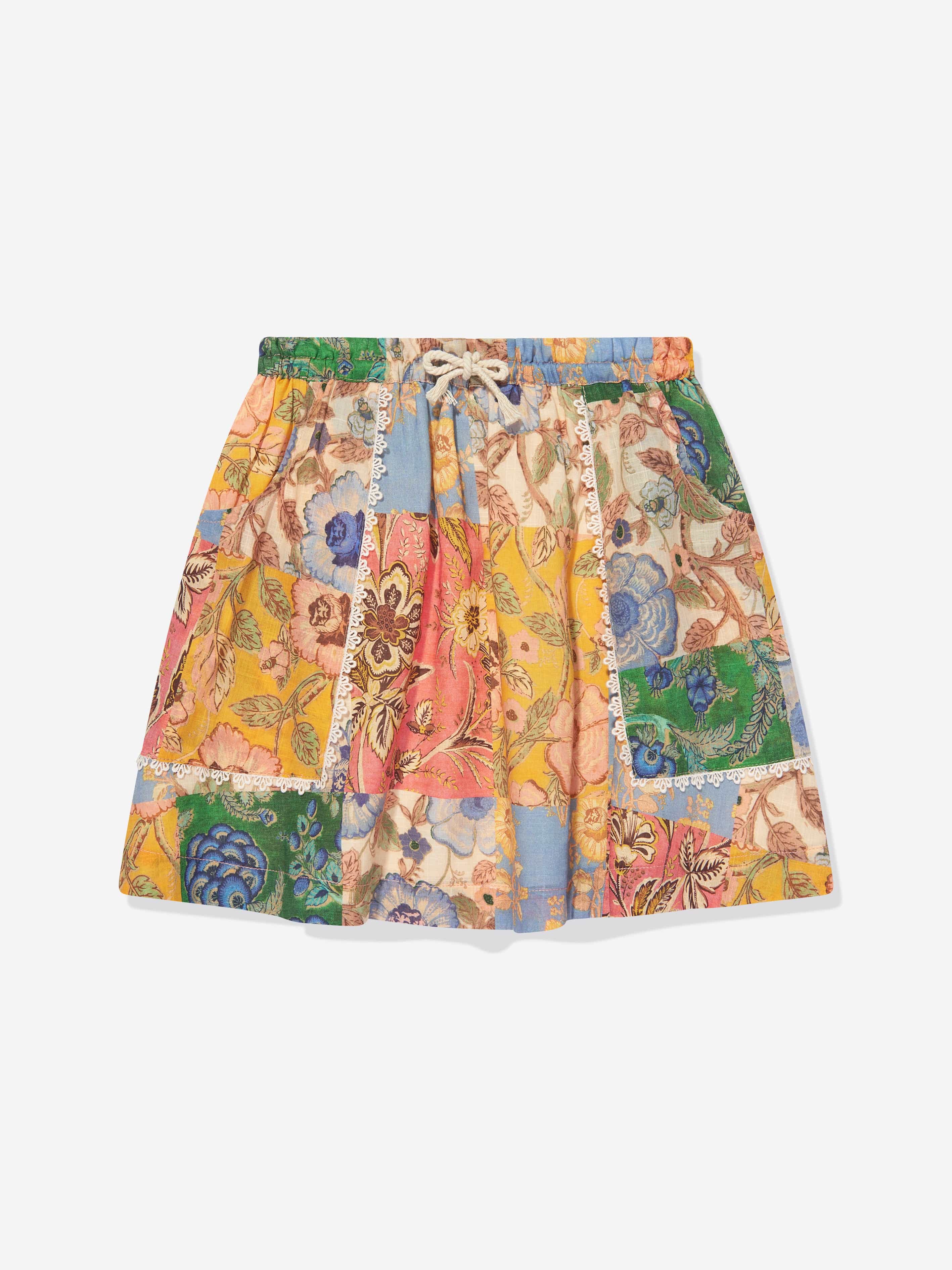 Zimmermann Girls Floral Patch Junie Skirt in Multicolour