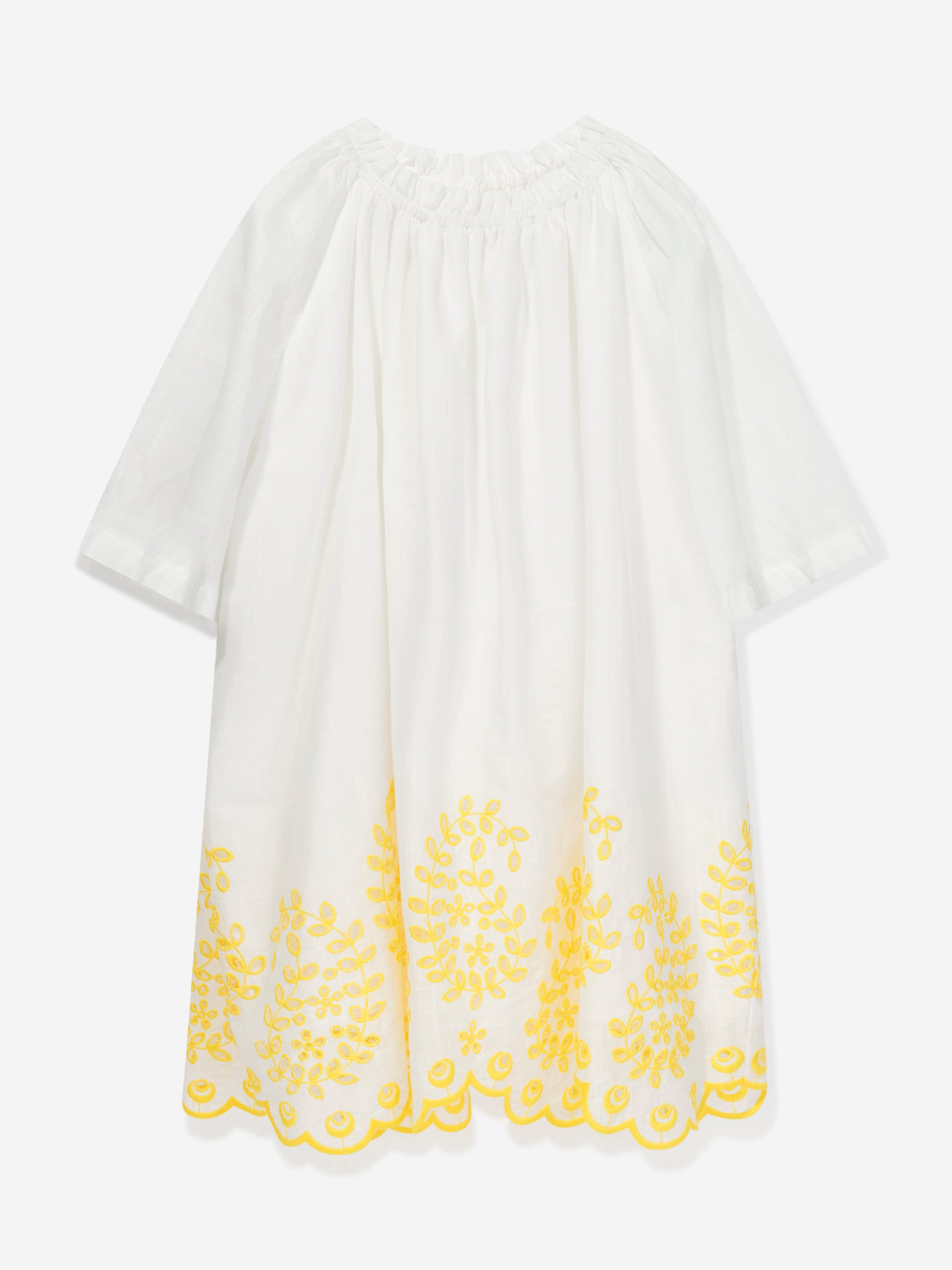 Zimmermann Girls Junie Embroidered Dress in Ivory