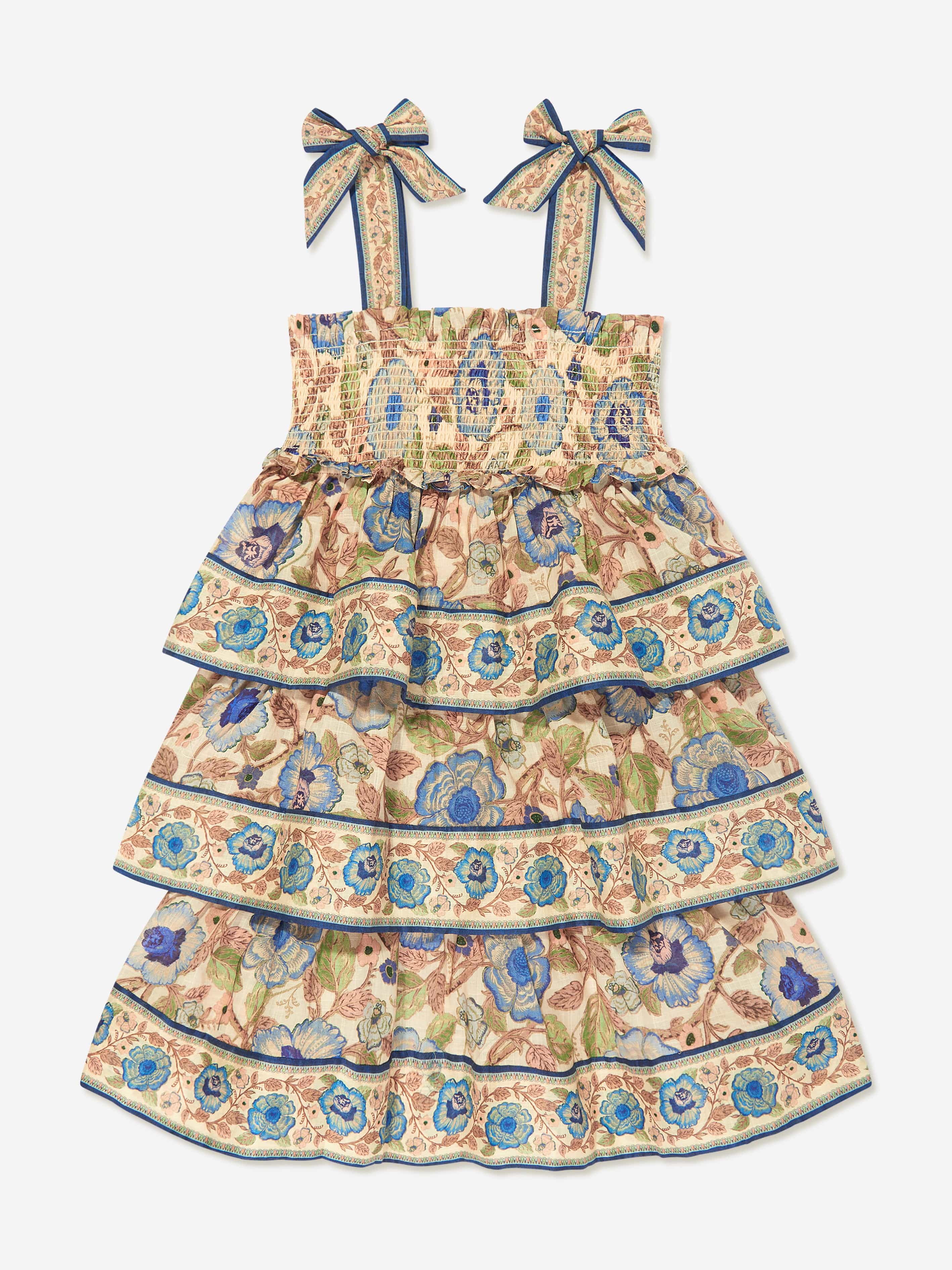 Zimmermann Girls Junie Tiered Dress in Multicolour