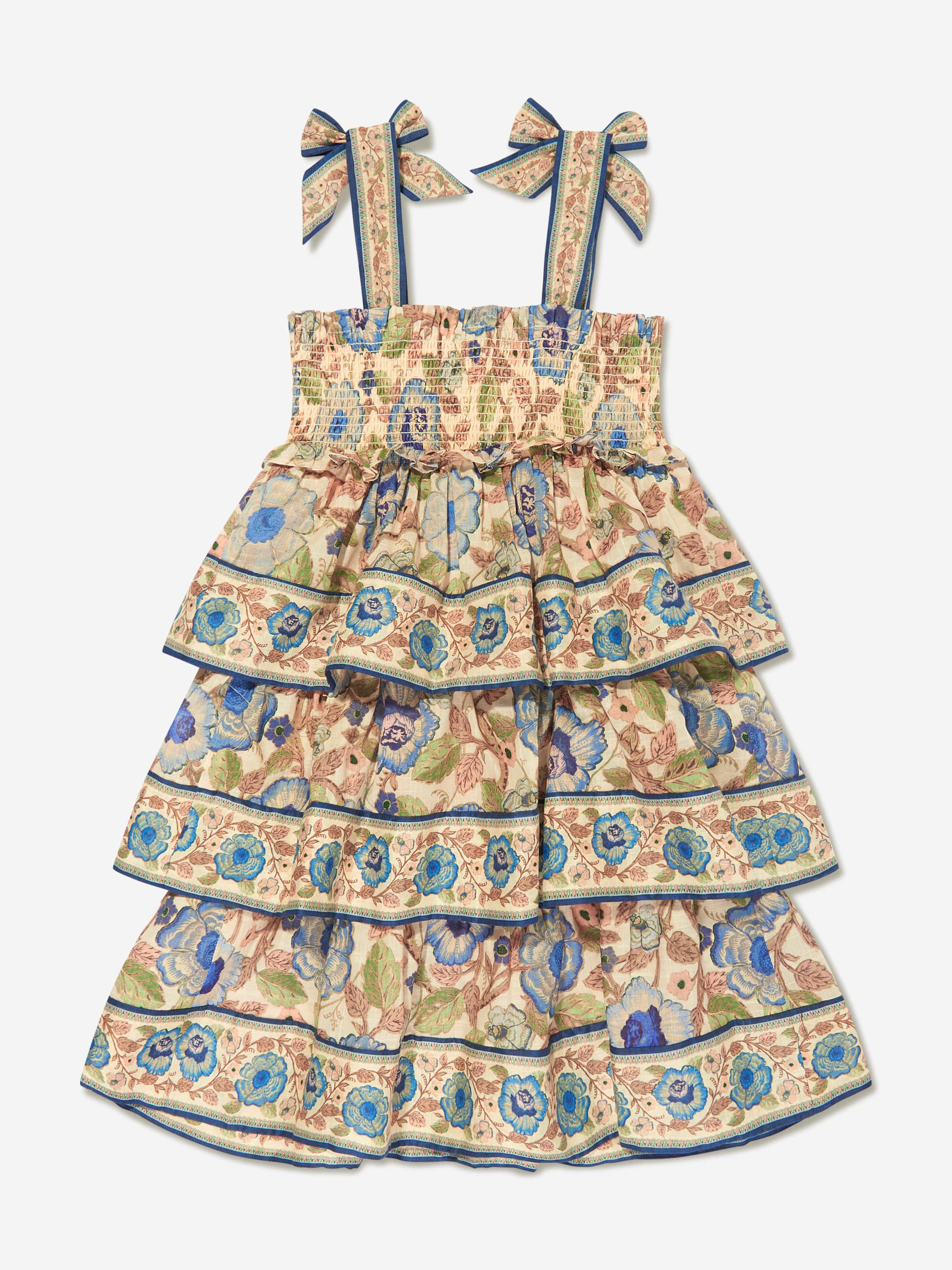 Zimmermann Girls Junie Tiered Dress in Multicolour