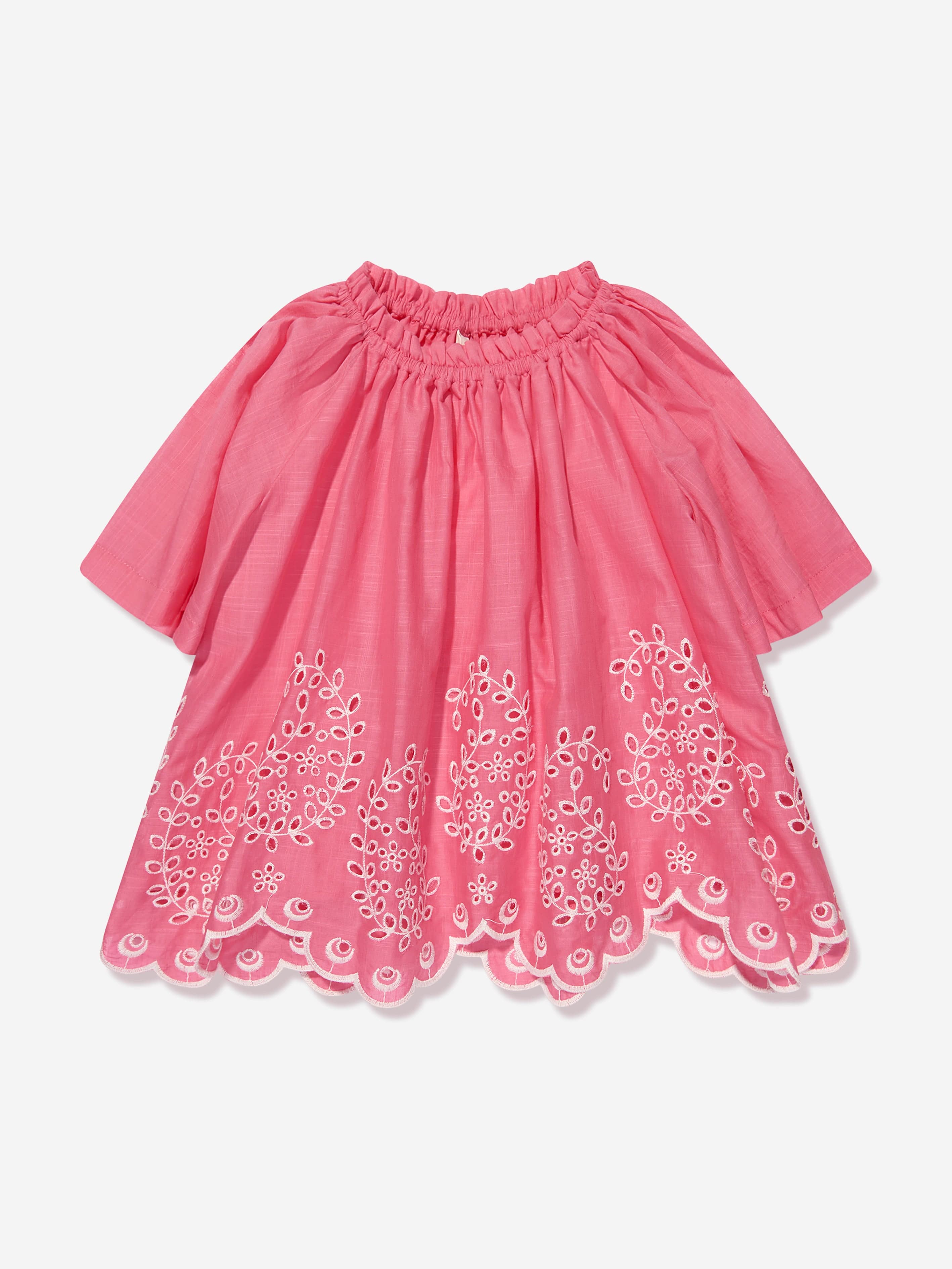 Zimmermann Girls Junie Embroidered Top in Pink