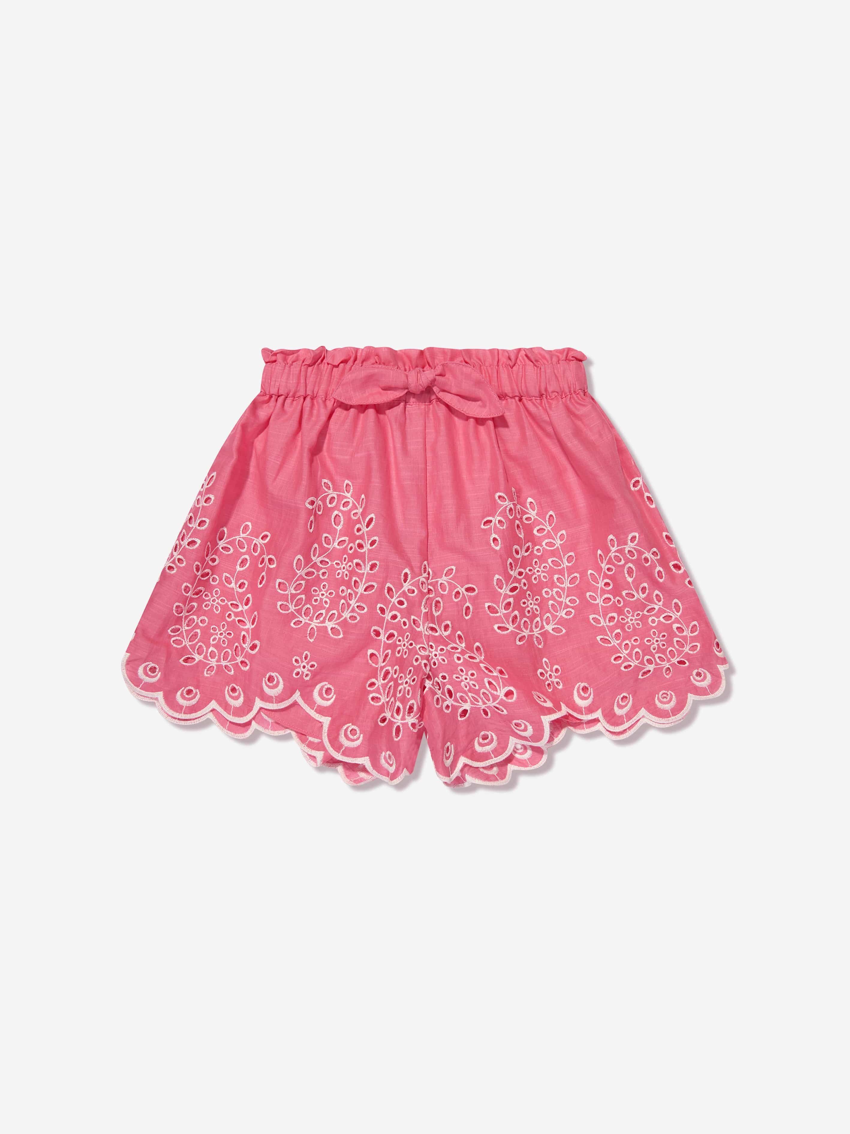 Zimmermann Girls Junie Embroidered Shorts in Pink