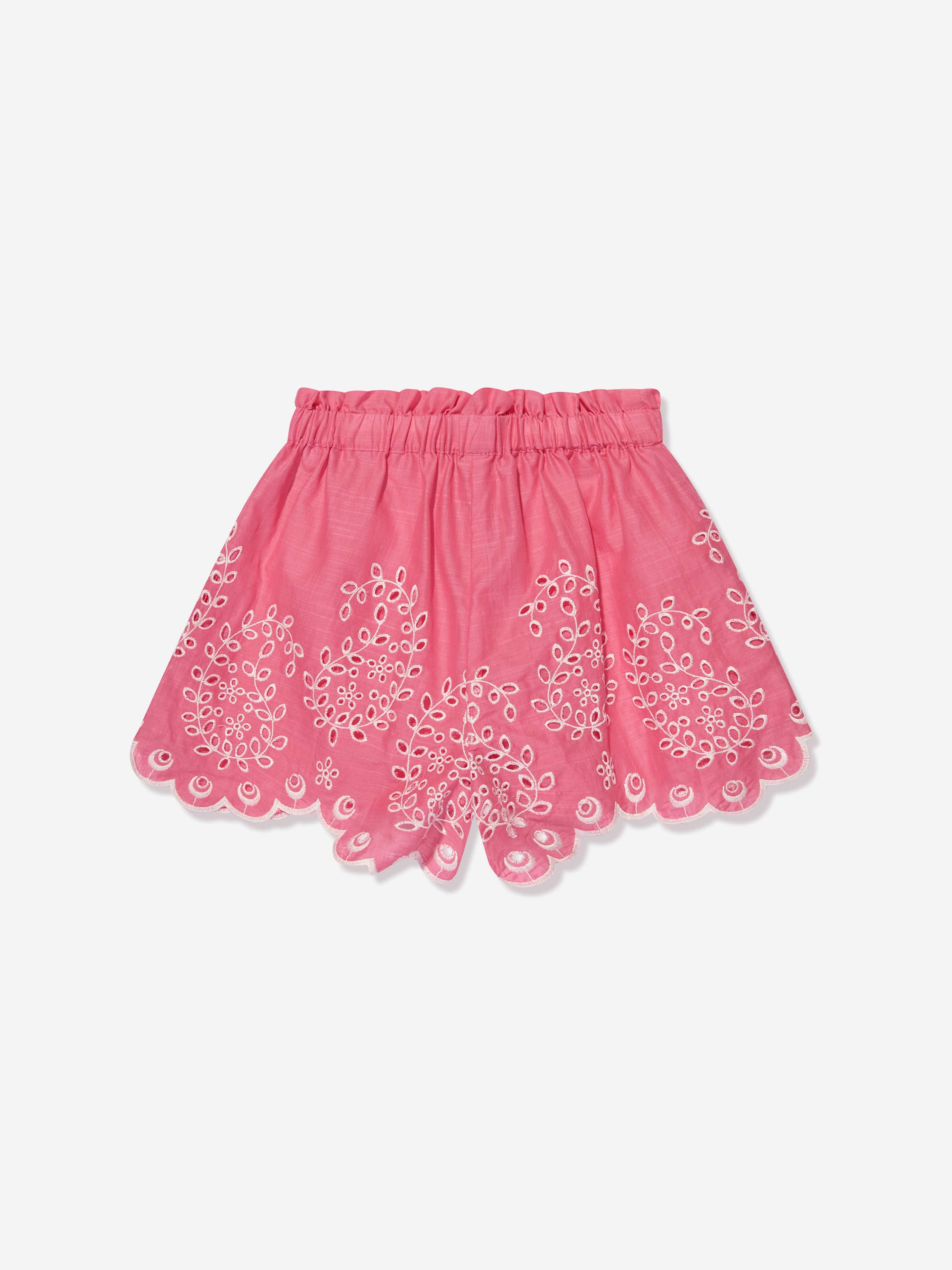 Zimmermann Girls Junie Embroidered Shorts in Pink