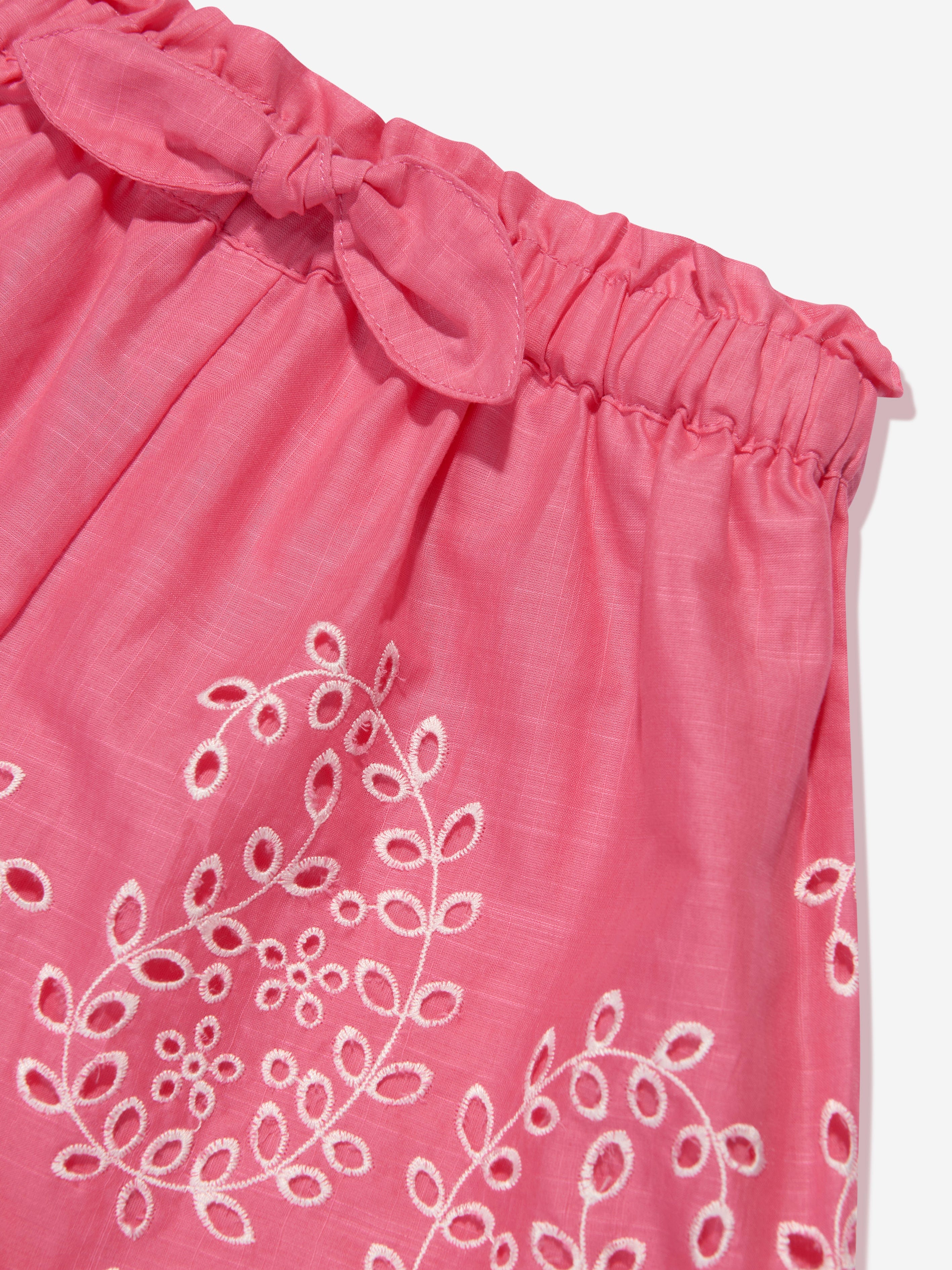 Zimmermann Girls Junie Embroidered Shorts in Pink