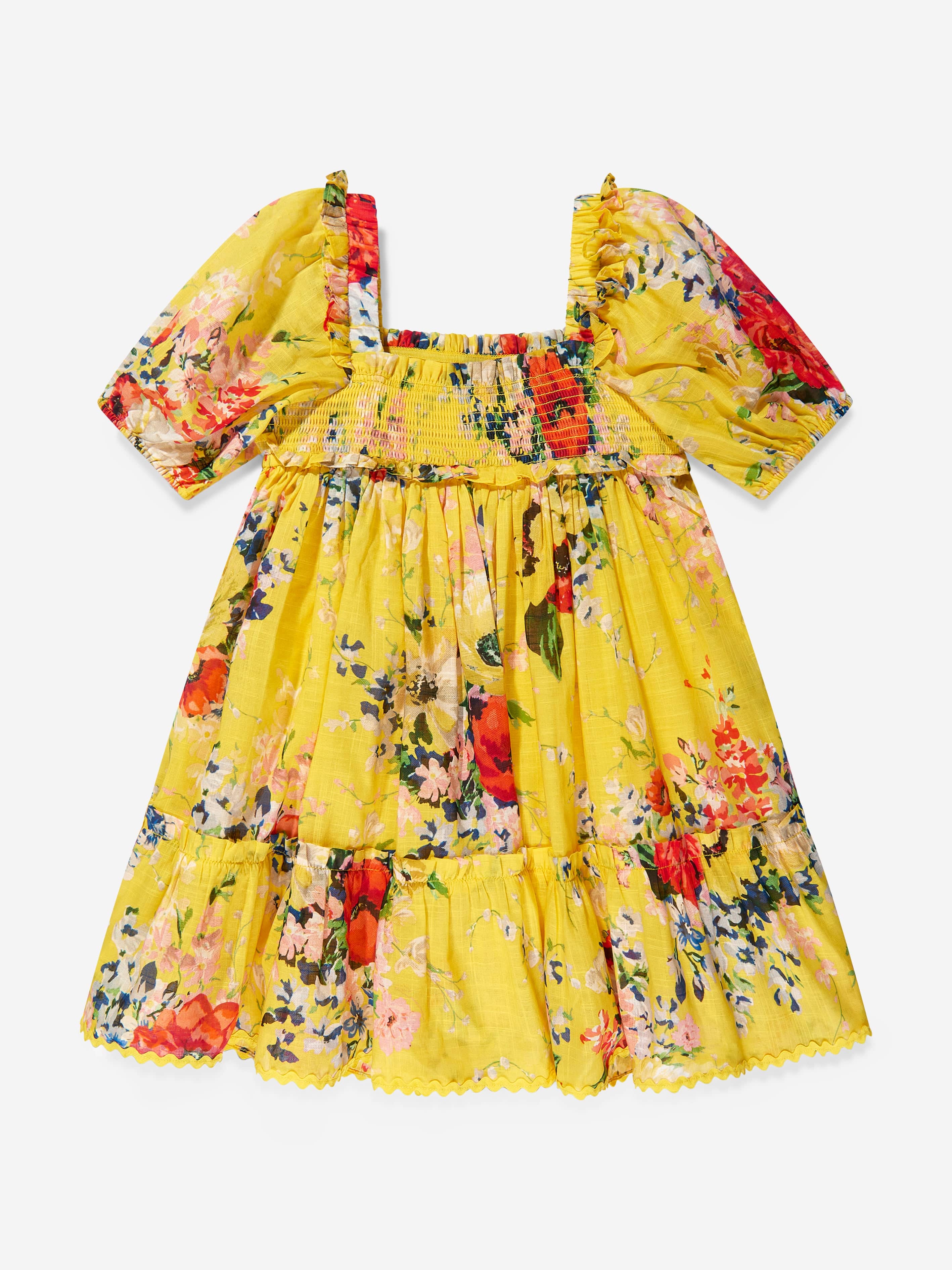 Zimmermann Girls Alight Puff Sleeve Dress in Yellow