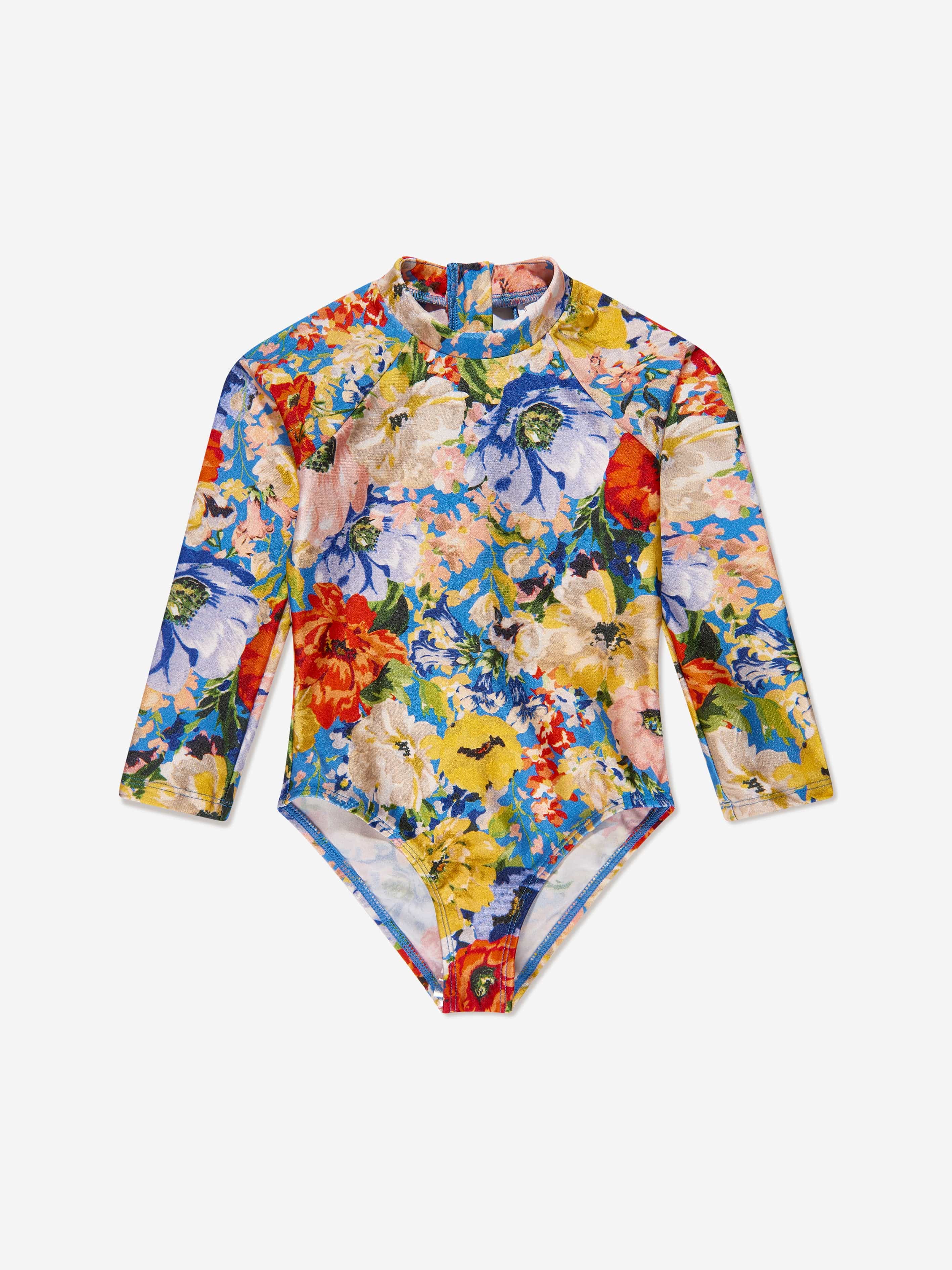 Zimmermann Girls Alight Long Sleeve Swimsuit in Multicolour