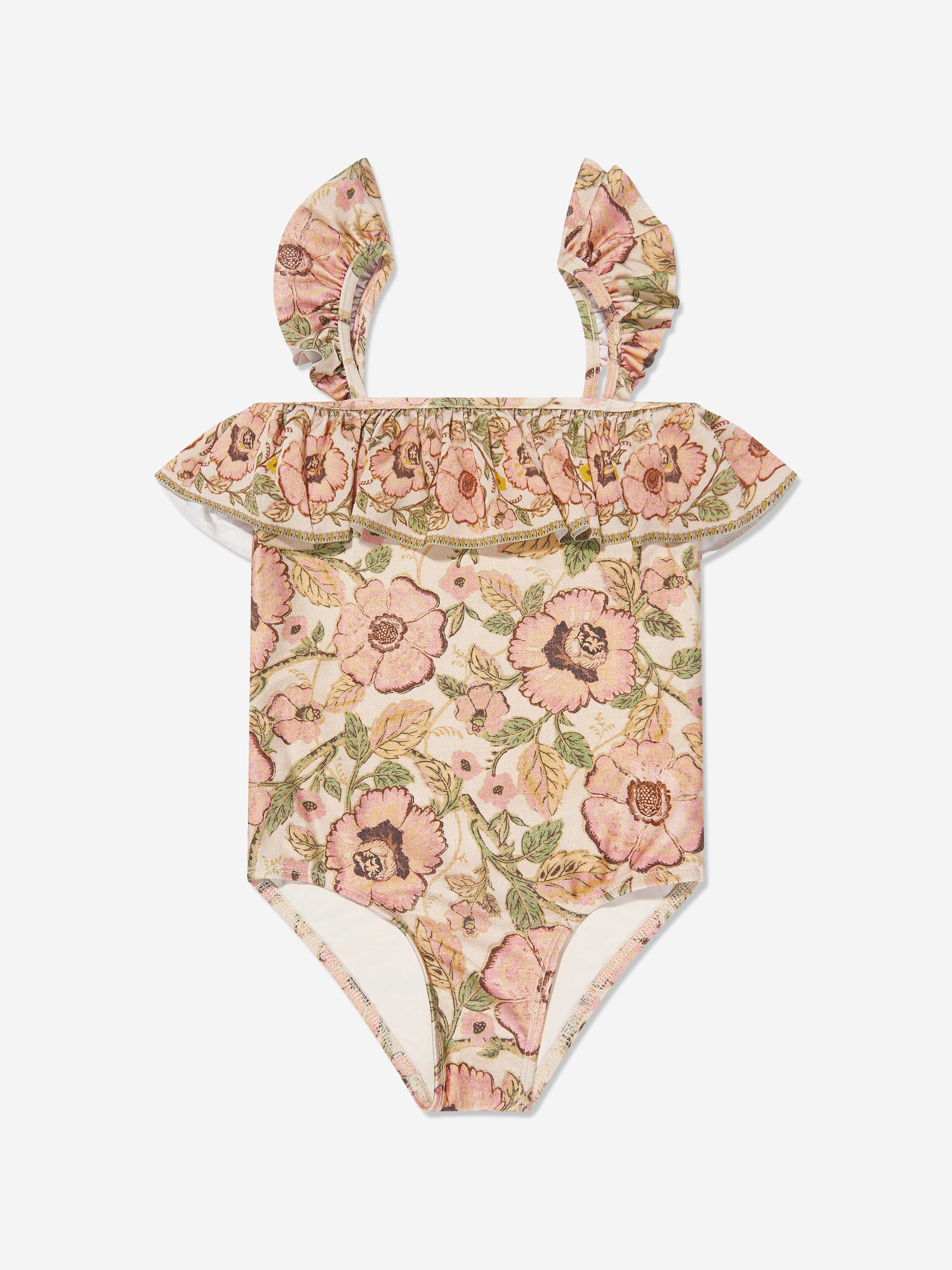 Zimmermann Girls Junie Frill Bandeau Swimsuit in Multicolour