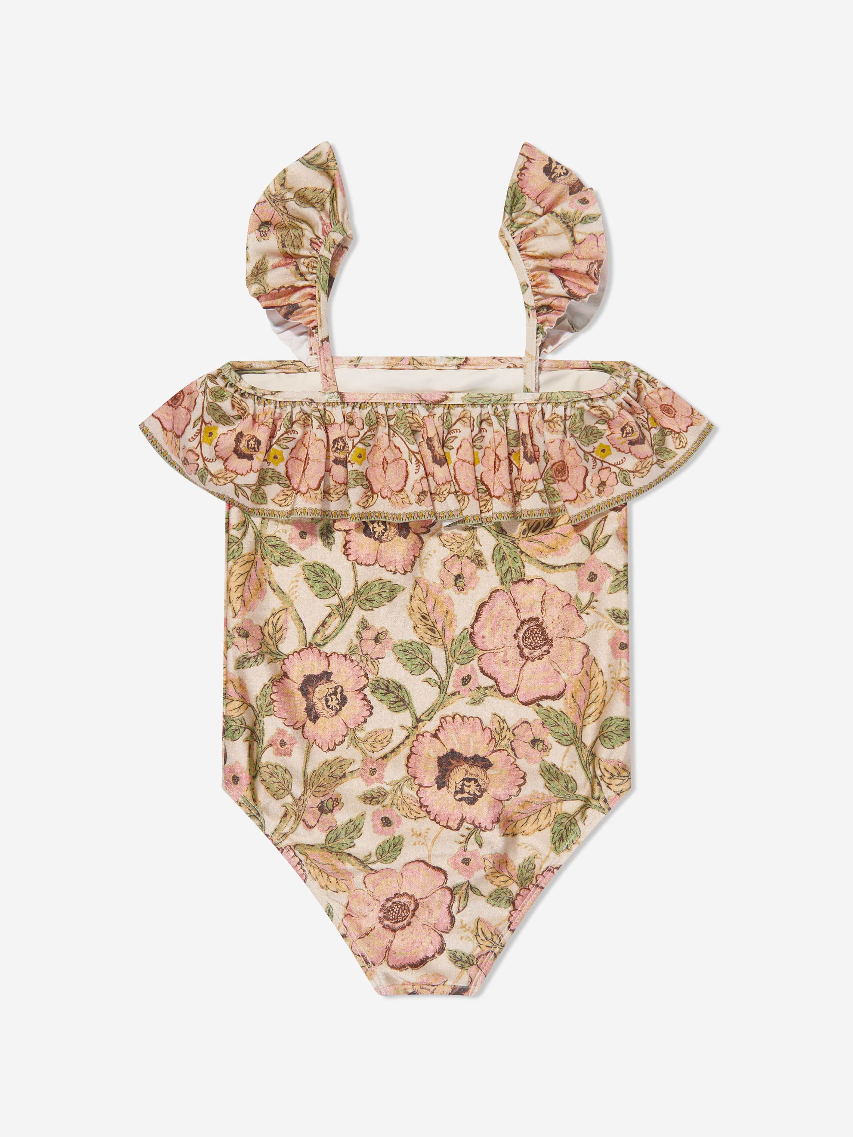 Zimmermann Girls Junie Frill Bandeau Swimsuit in Multicolour