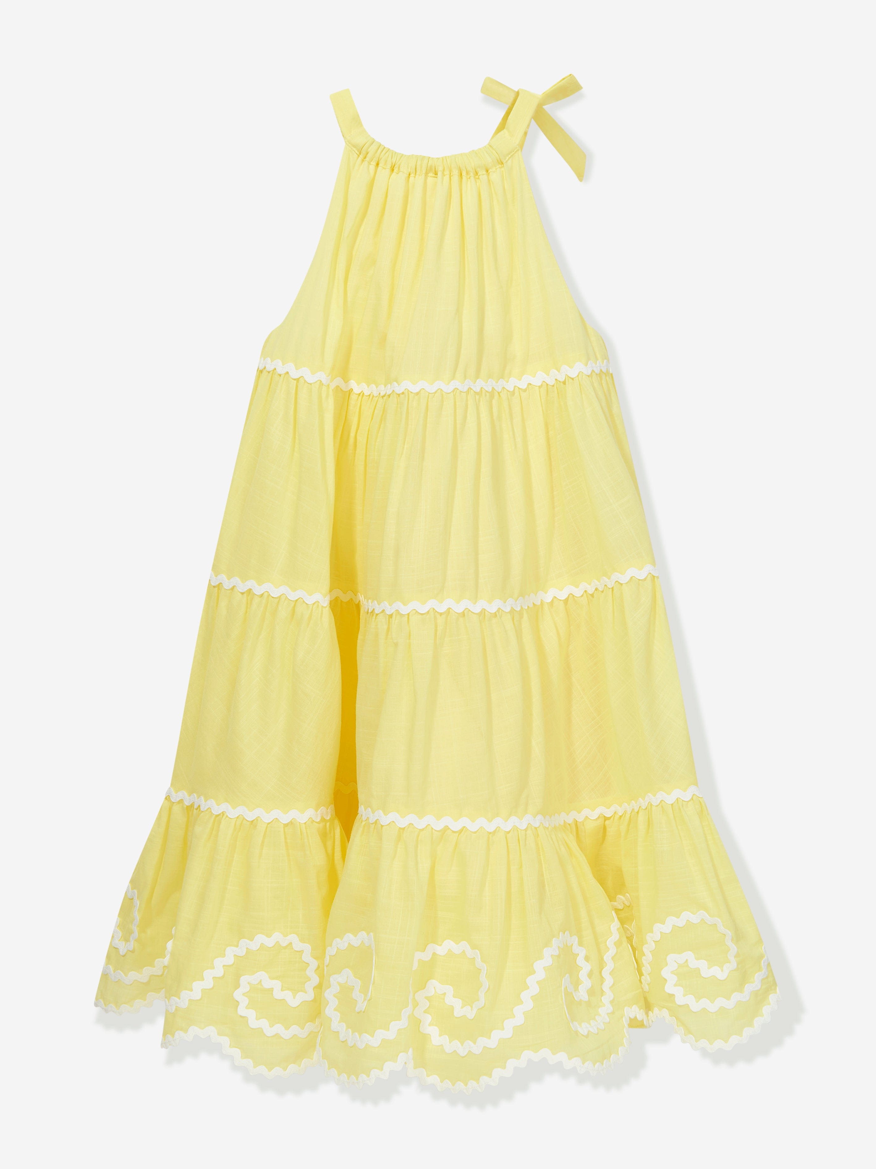 Zimmermann Girls Alight Halter Dress in Yellow