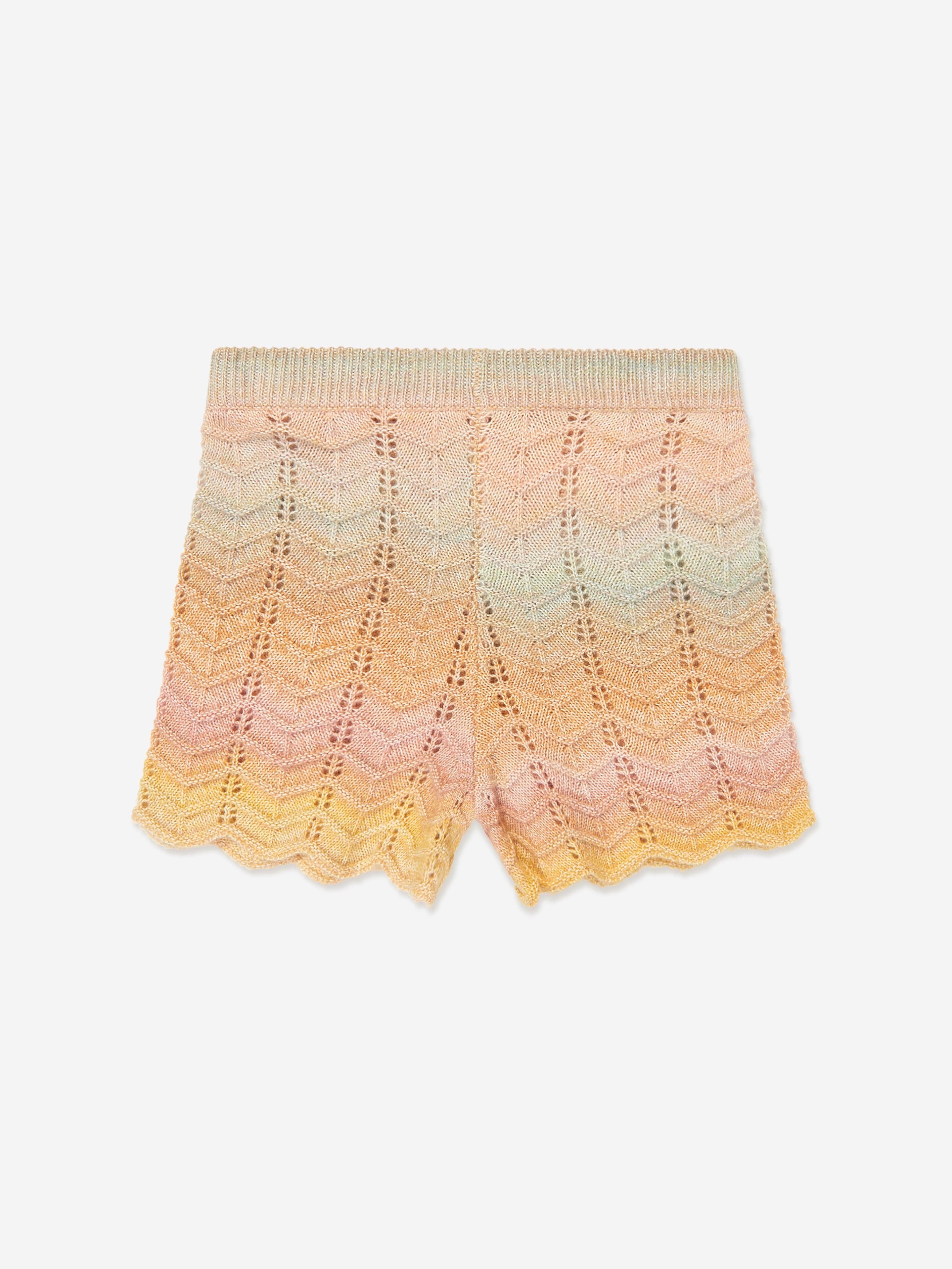 Zimmermann Girls Tallow Chevron Knit Shorts in Multicolour