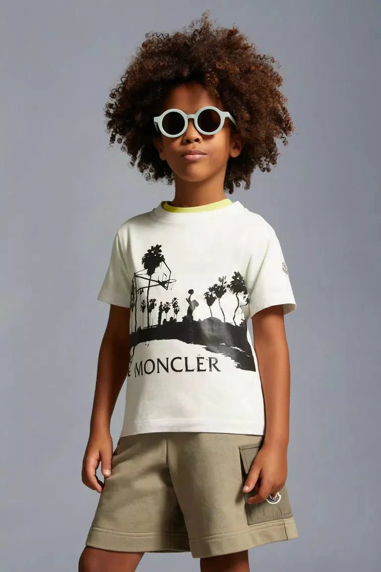 Moncler Enfant Boys Graphic Basketball Print T-Shirt in White