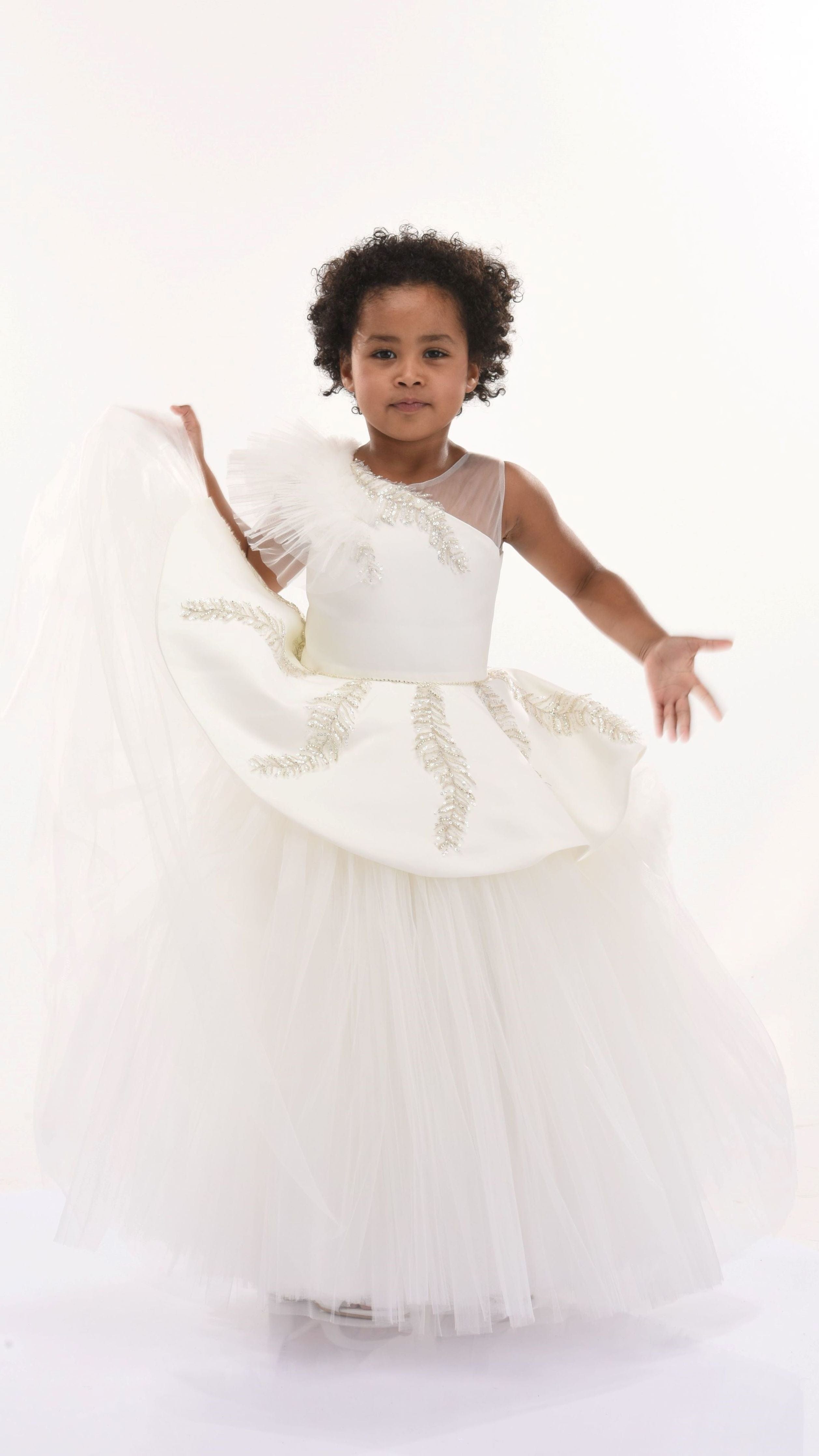 White Villanova Embroidered Tiered Dress