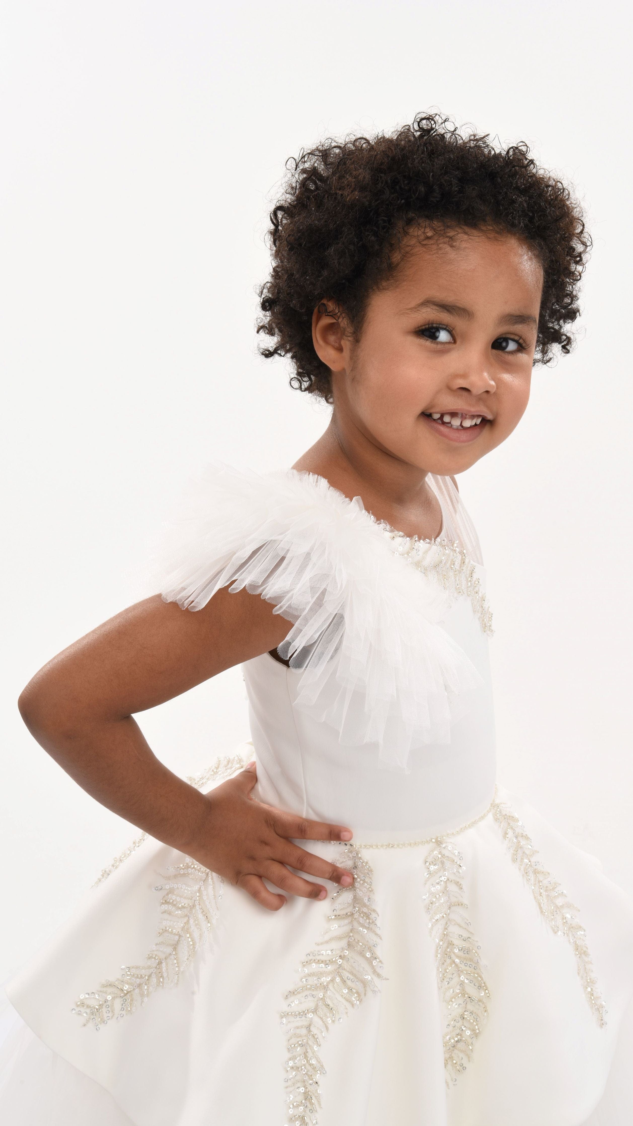 White Villanova Embroidered Tiered Dress