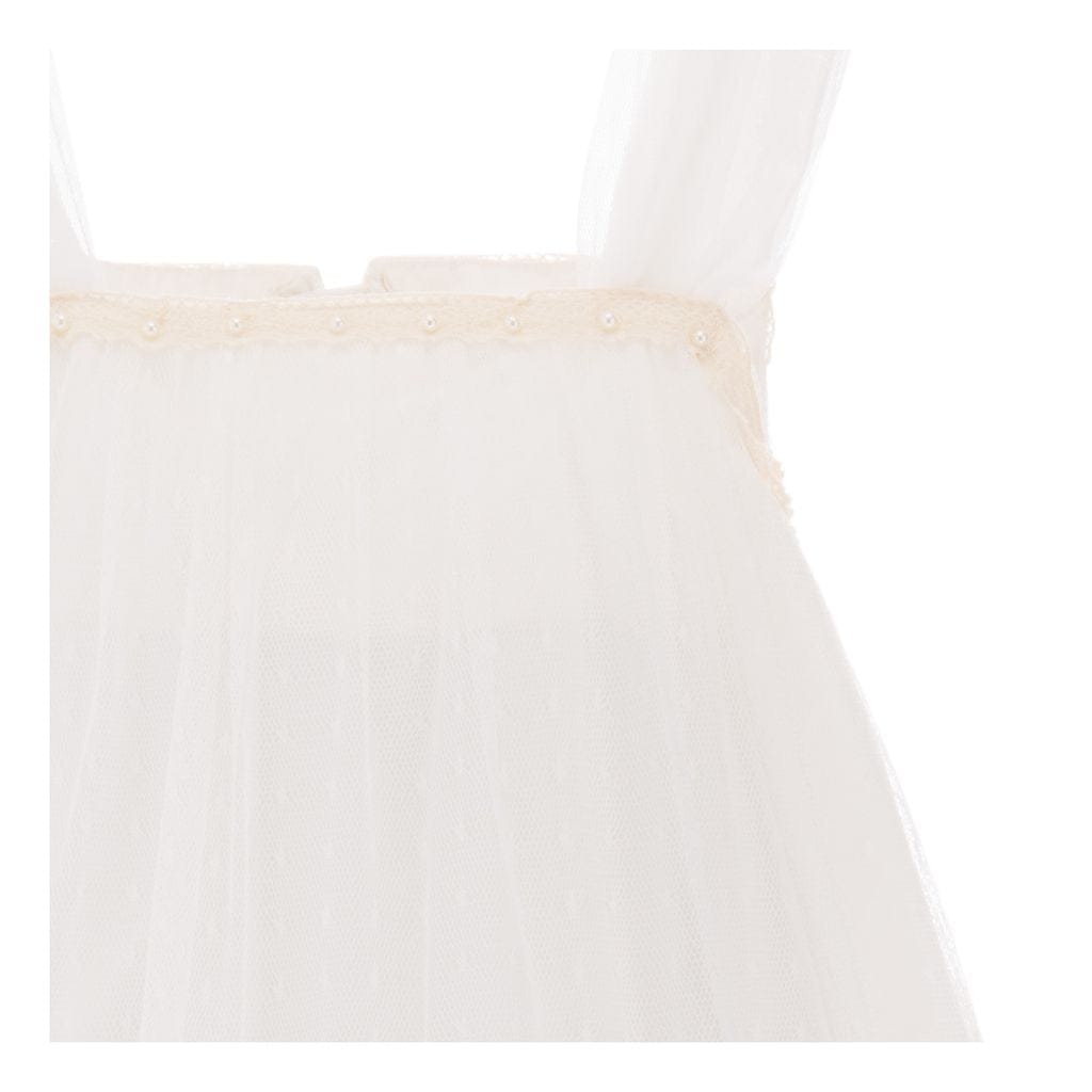 White Square Tulle Overlay Dress