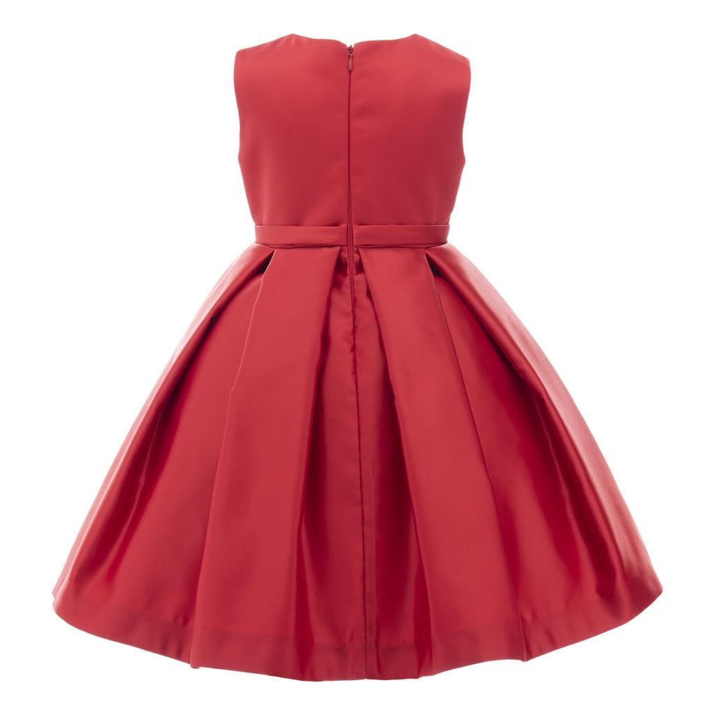 Red Pleated Satin Dress