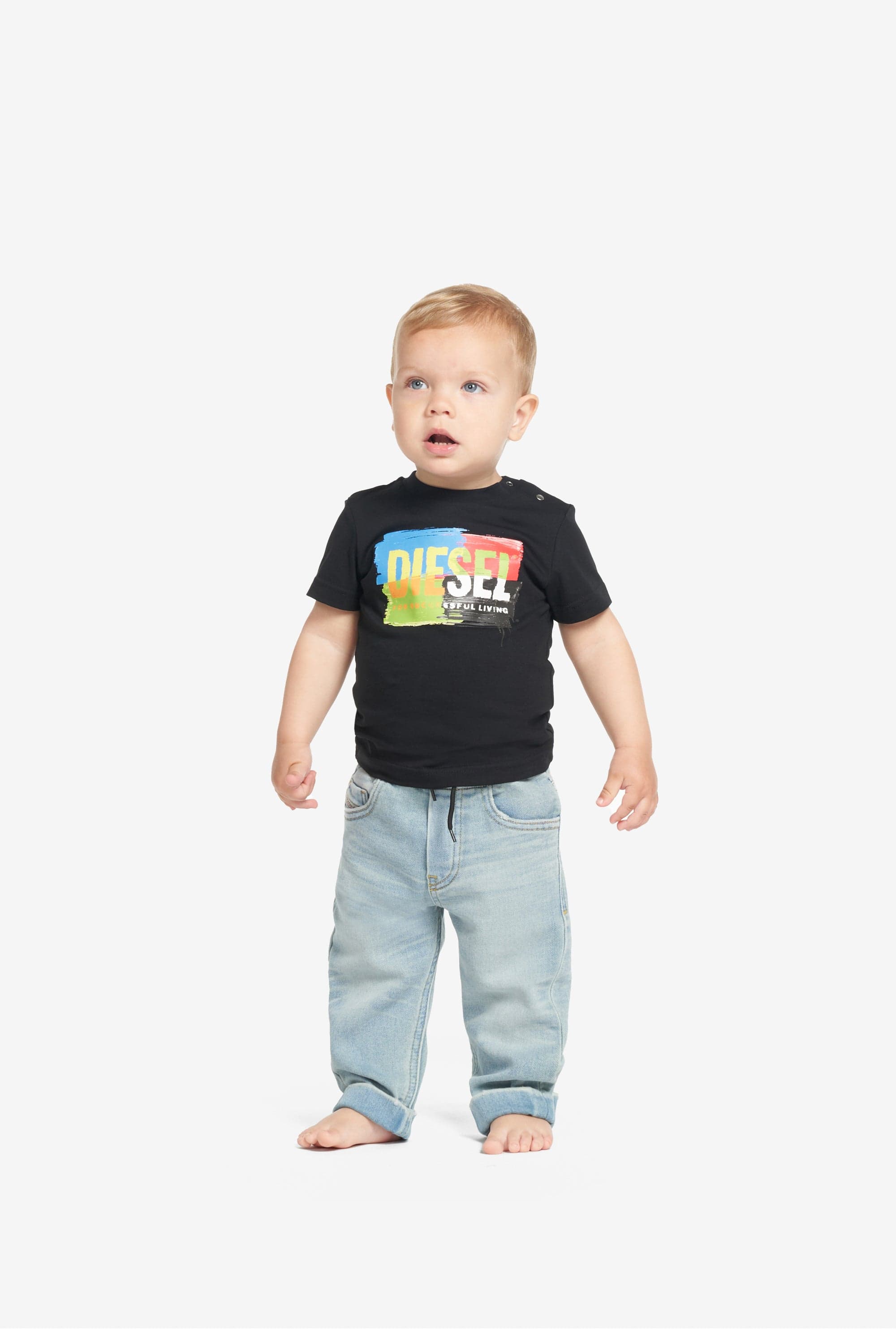 Diesel Baby Logo Print T-Shirt in Black