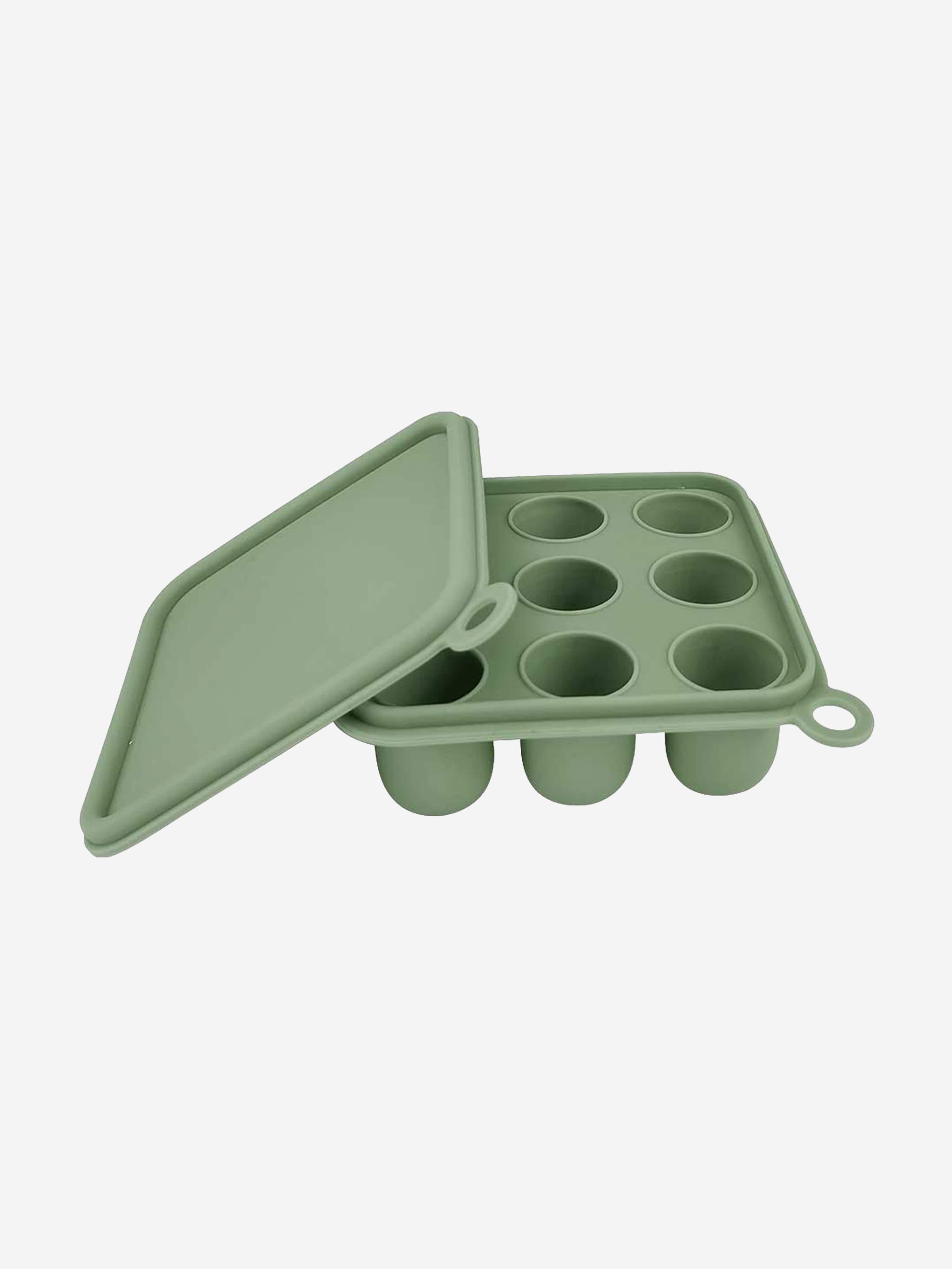 Silicone Baby Freezer Cube Trays with Cover in Green