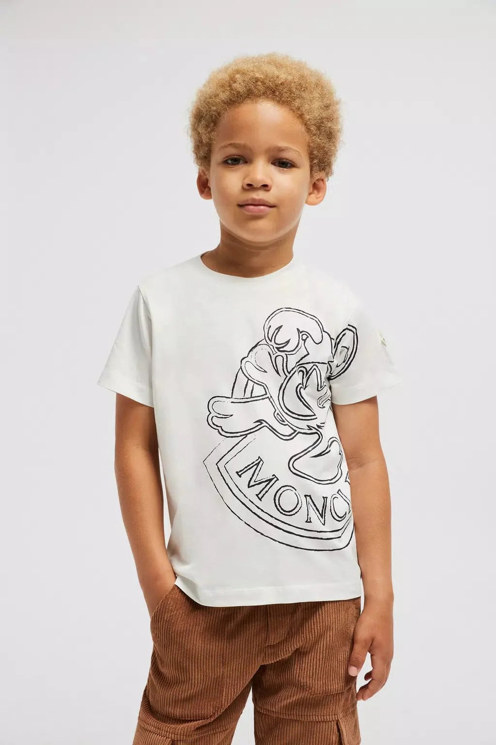 Moncler Enfant Boys Logo Print T-Shirt in White