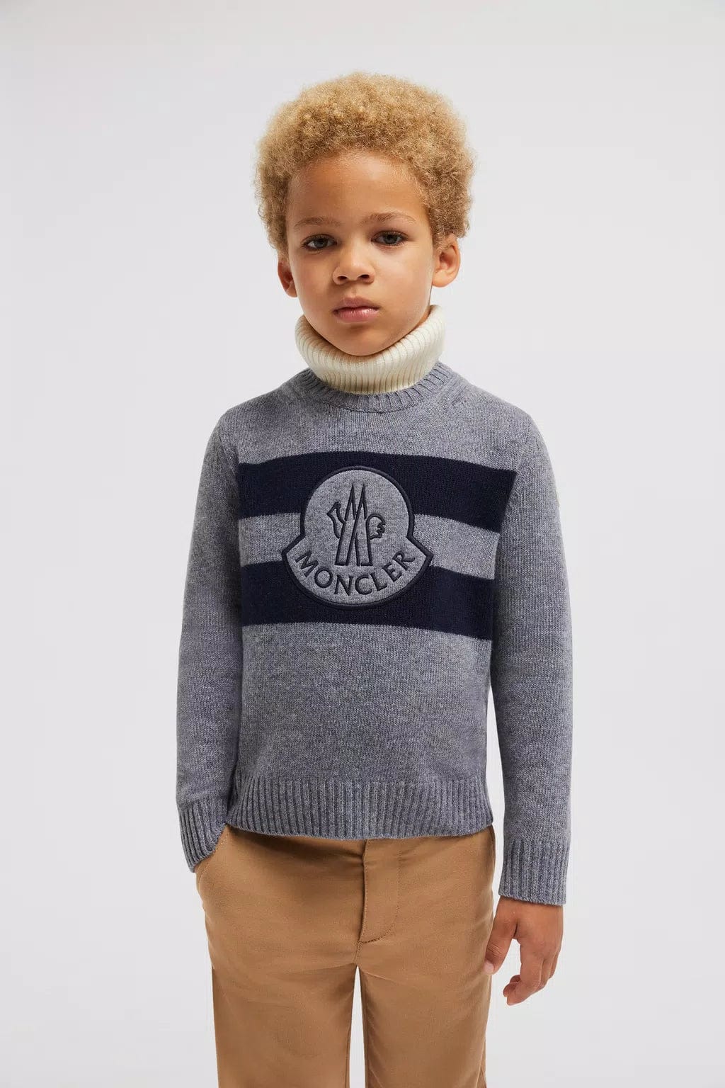 Moncler Enfant Boys Wool Knitted Jumper in Grey