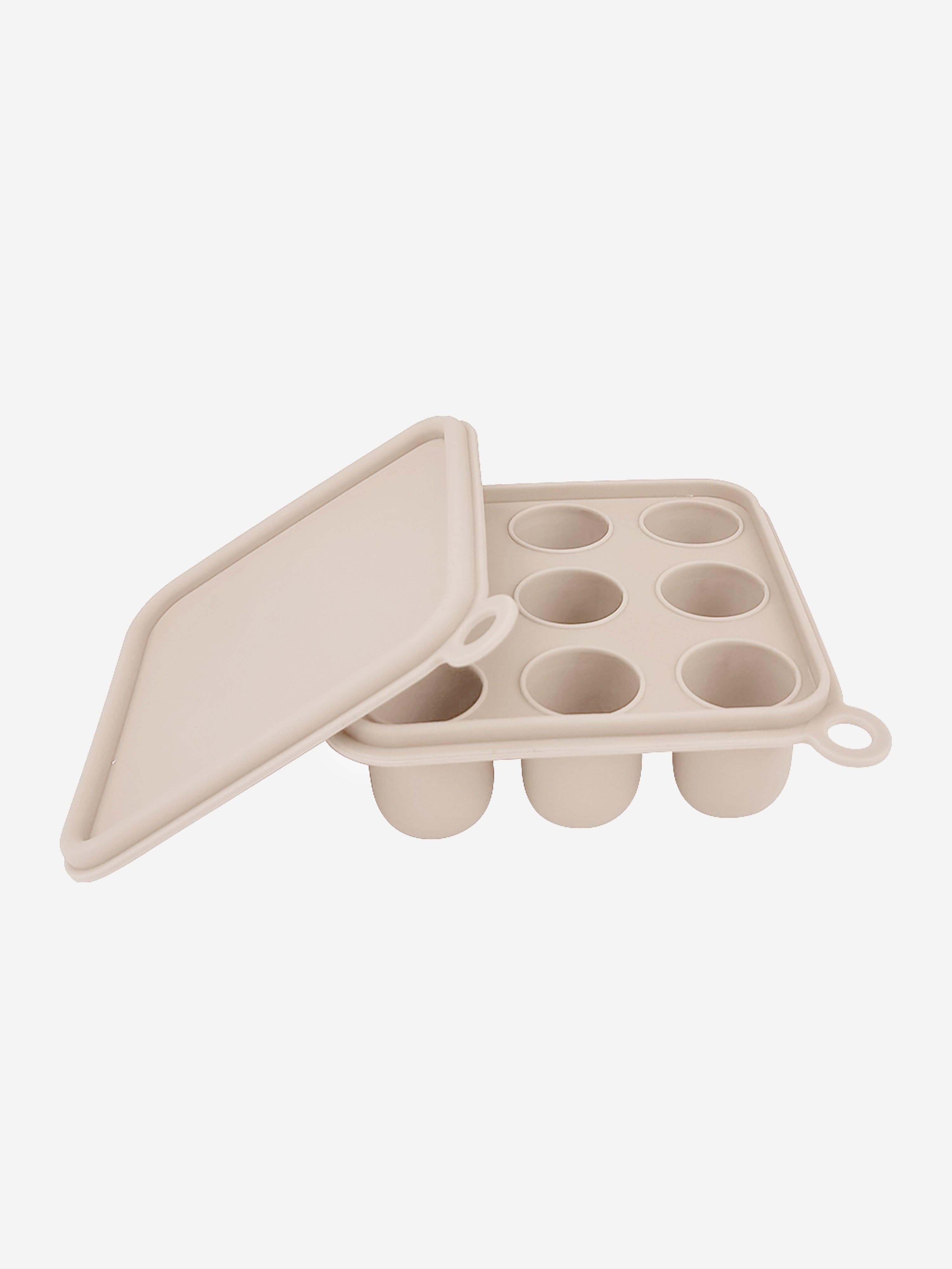 Silicone Baby Freezer Cube Trays with Cover in Brown